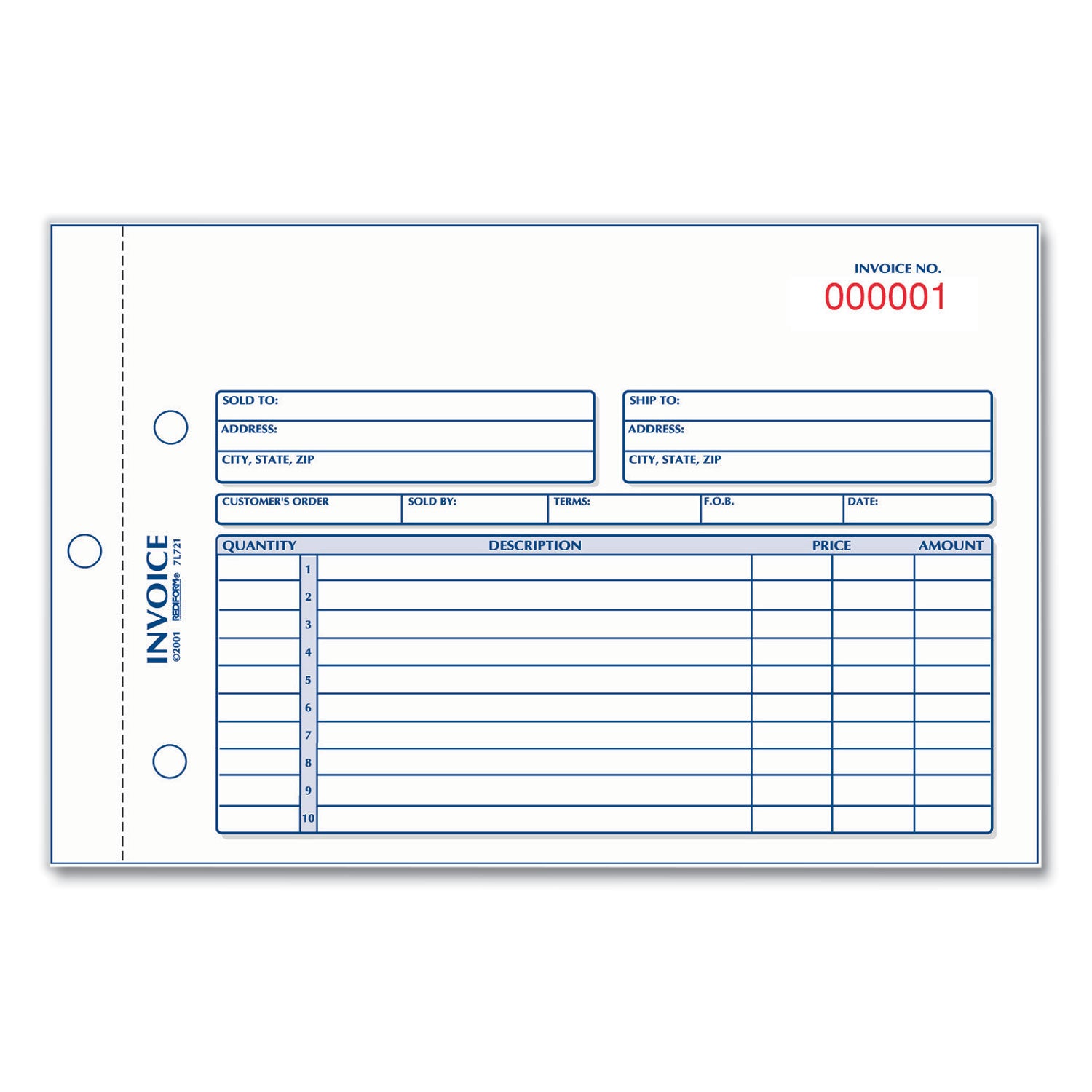 Invoice Book, Two-Part Carbonless, 5.5 x 7.88, 50 Forms Total