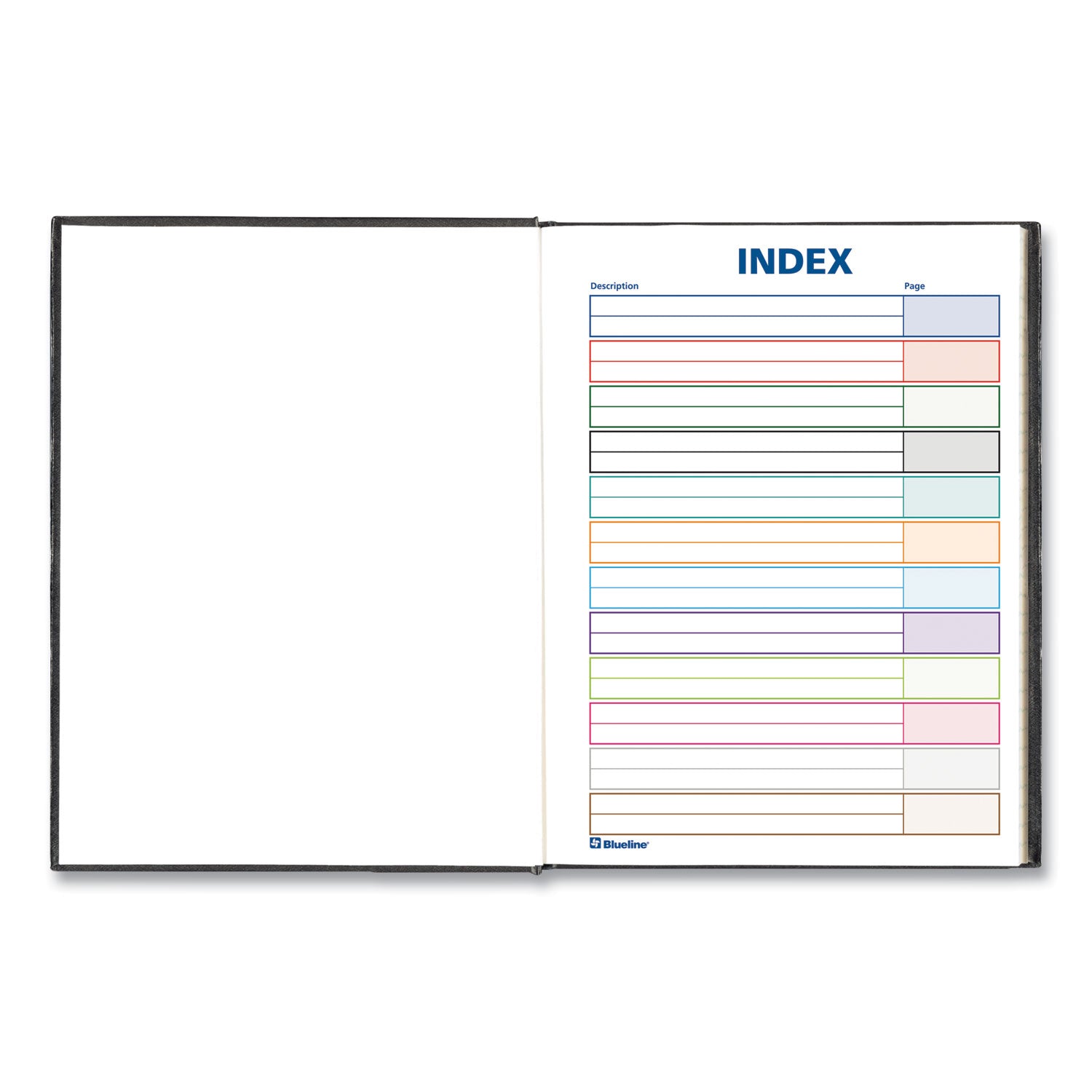 Blueline® Business Notebook with Self-Adhesive Labels, 1-Subject, Medium/College Rule, Black Cover, (192) 9.25 x 7.25 Sheets