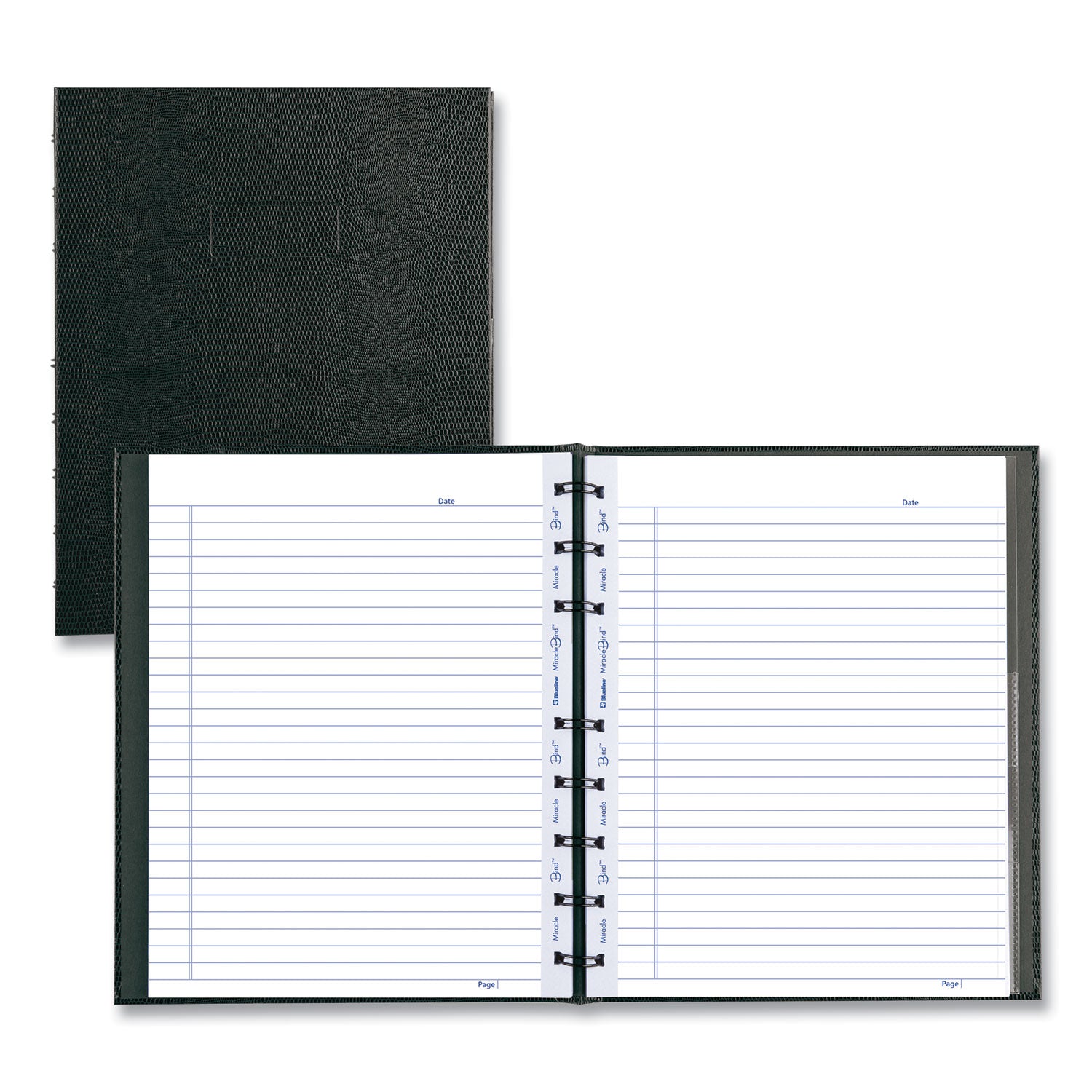 Blueline® MiracleBind Notebook, 1-Subject, Medium/College Rule, Black Cover, (75) 9.25 x 7.25 Sheets