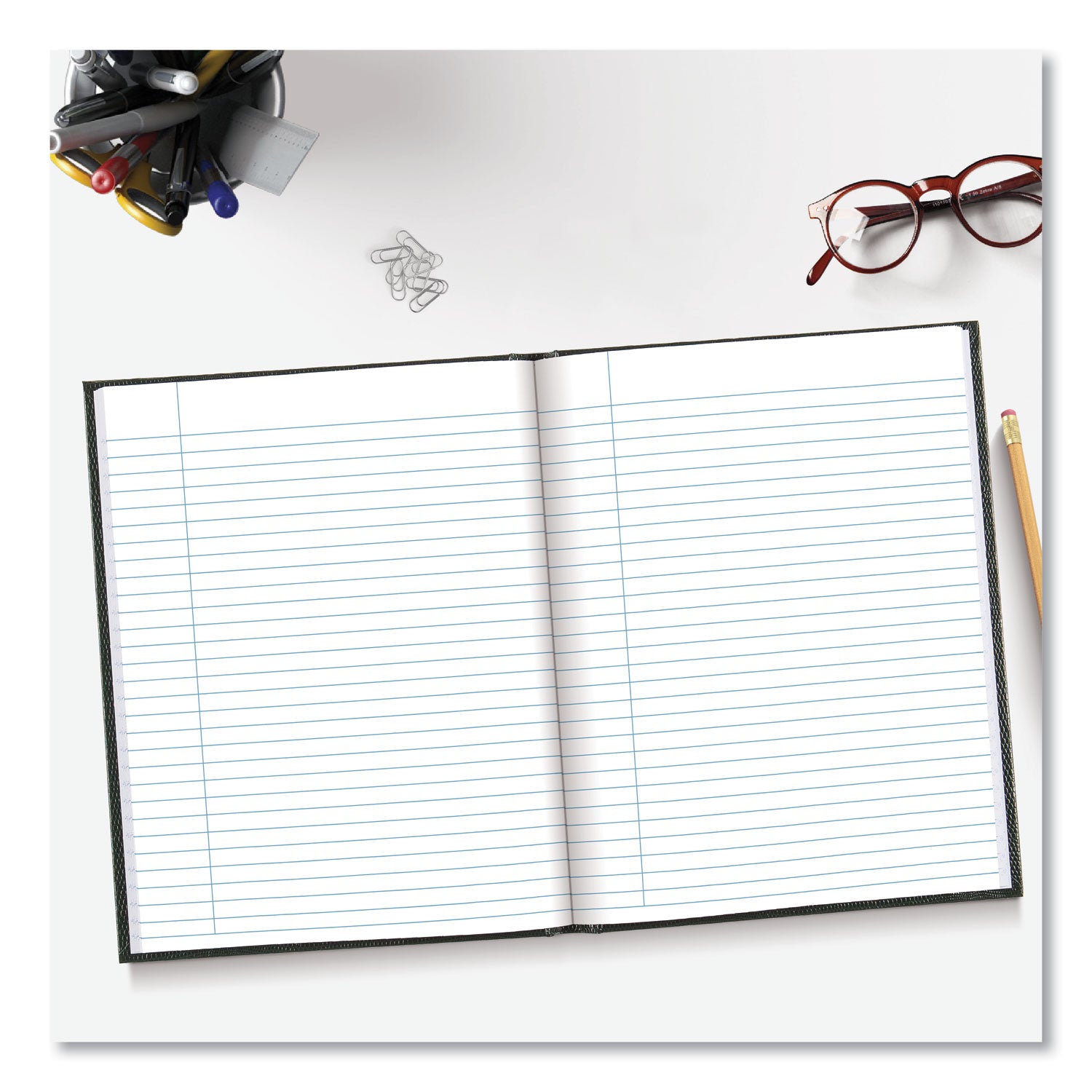 Blueline® Executive Notebook, 1-Subject, Medium/College Rule, Black Cover, (150) 9.25 x 7.25 Sheets