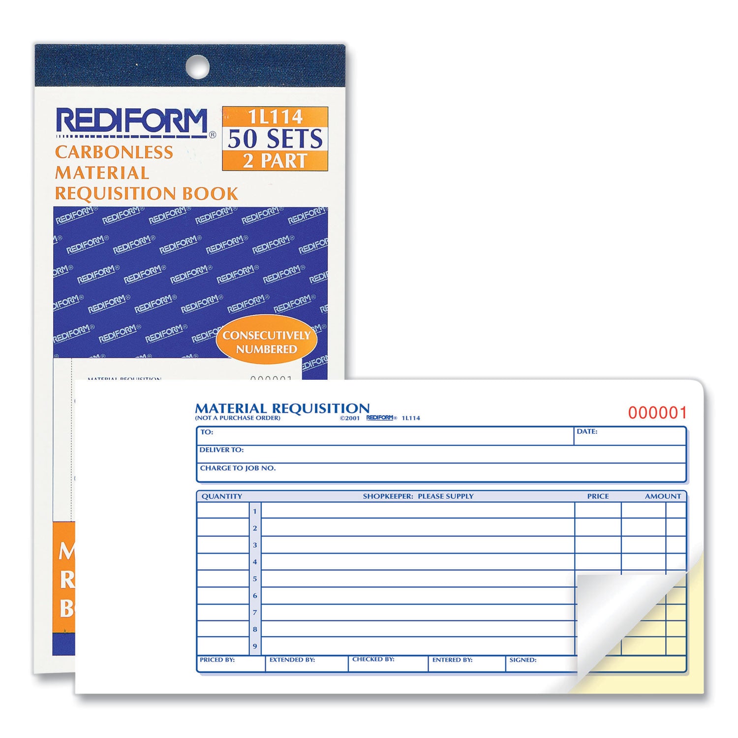 Rediform® Material Requisition Book, Two-Part Carbonless, 7.88 x 4.25, 50 Forms Total