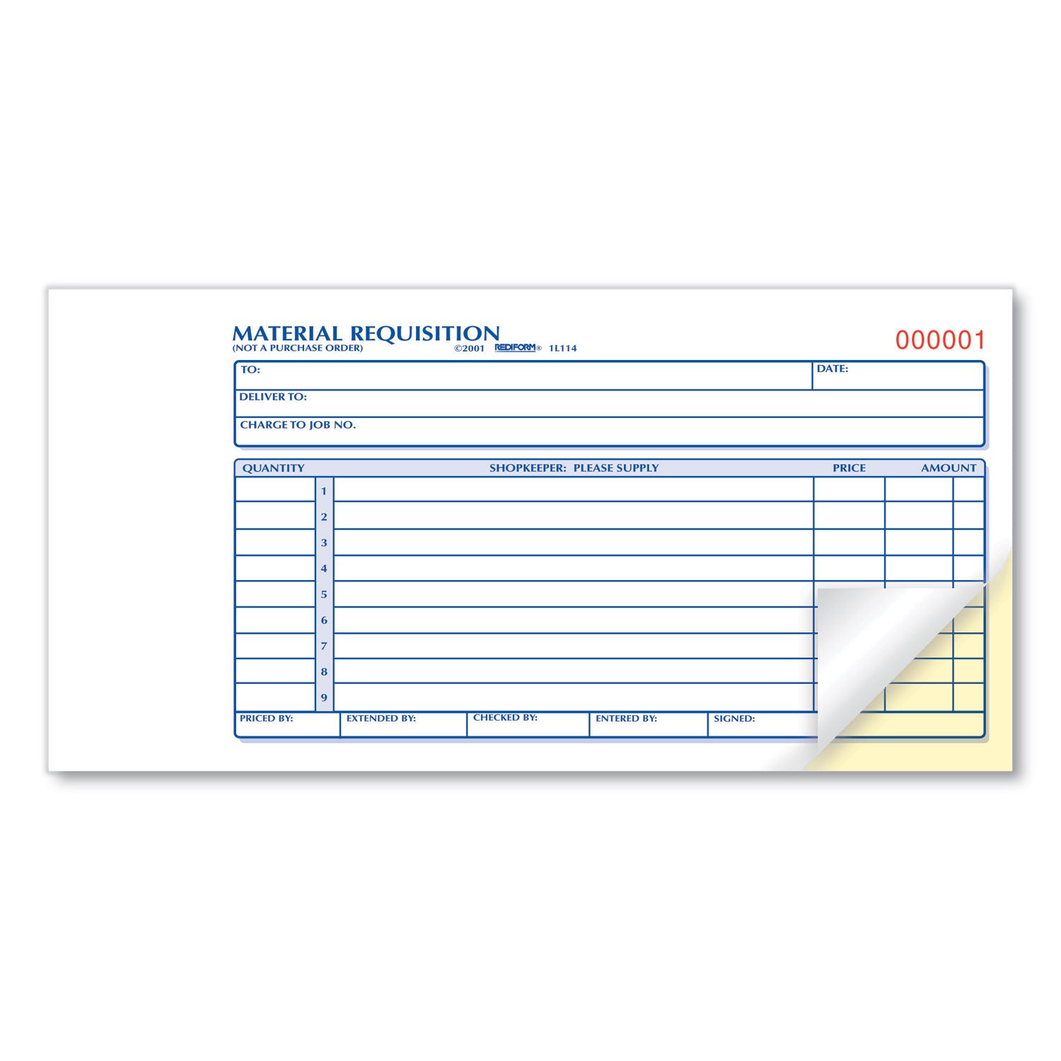 Rediform® Material Requisition Book, Two-Part Carbonless, 7.88 x 4.25, 50 Forms Total