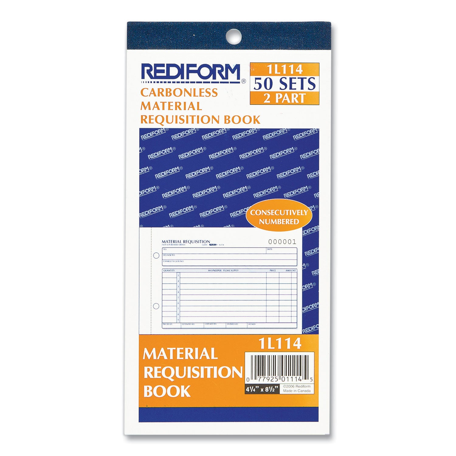 Rediform® Material Requisition Book, Two-Part Carbonless, 7.88 x 4.25, 50 Forms Total