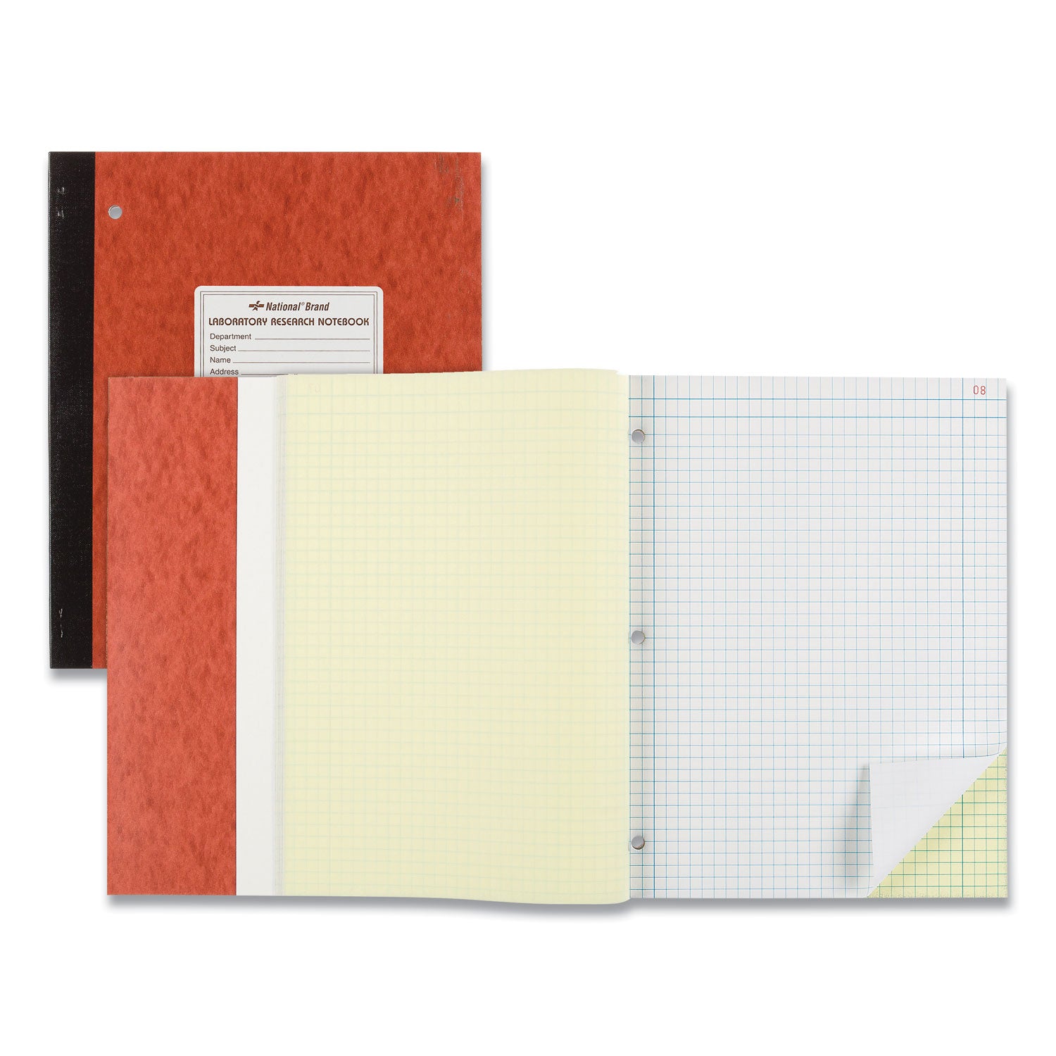 National® Duplicate Laboratory Notebooks, Stitched Binding, Quadrille Rule (4 sq/in), Brown Cover, (200) 11 x 9.25 Sheets