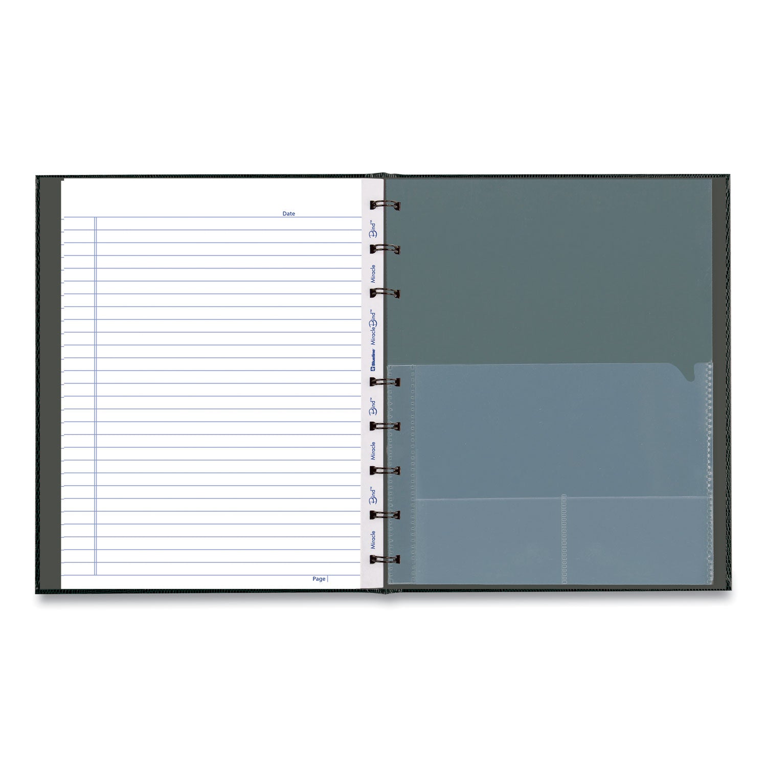 Blueline® MiracleBind Notebook, 1-Subject, Medium/College Rule, Black Cover, (75) 9.25 x 7.25 Sheets