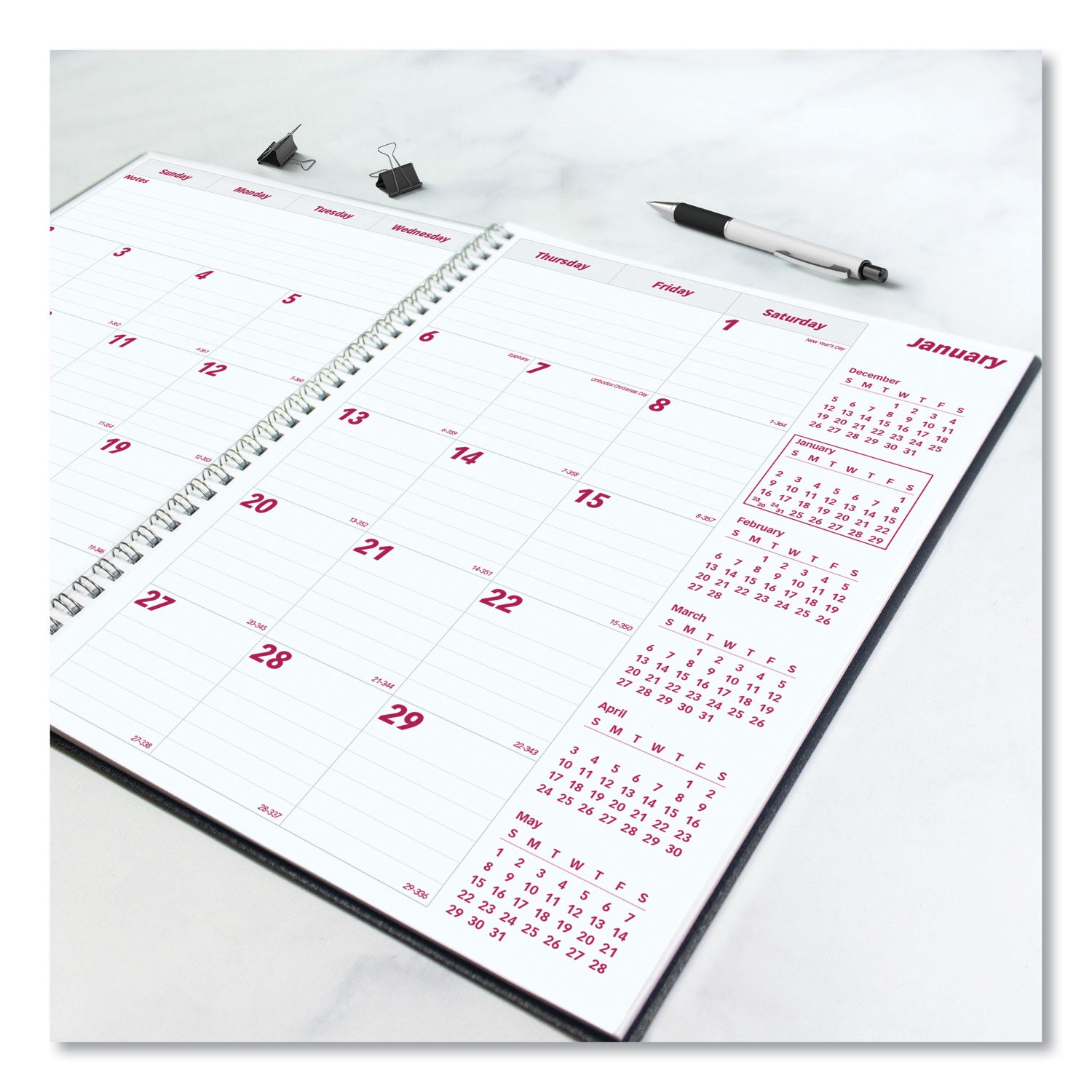 Brownline® DuraFlex 14-Month Planner, 11 x 8.5, Black Cover, 14-Month: Dec 2024 to Jan 2026