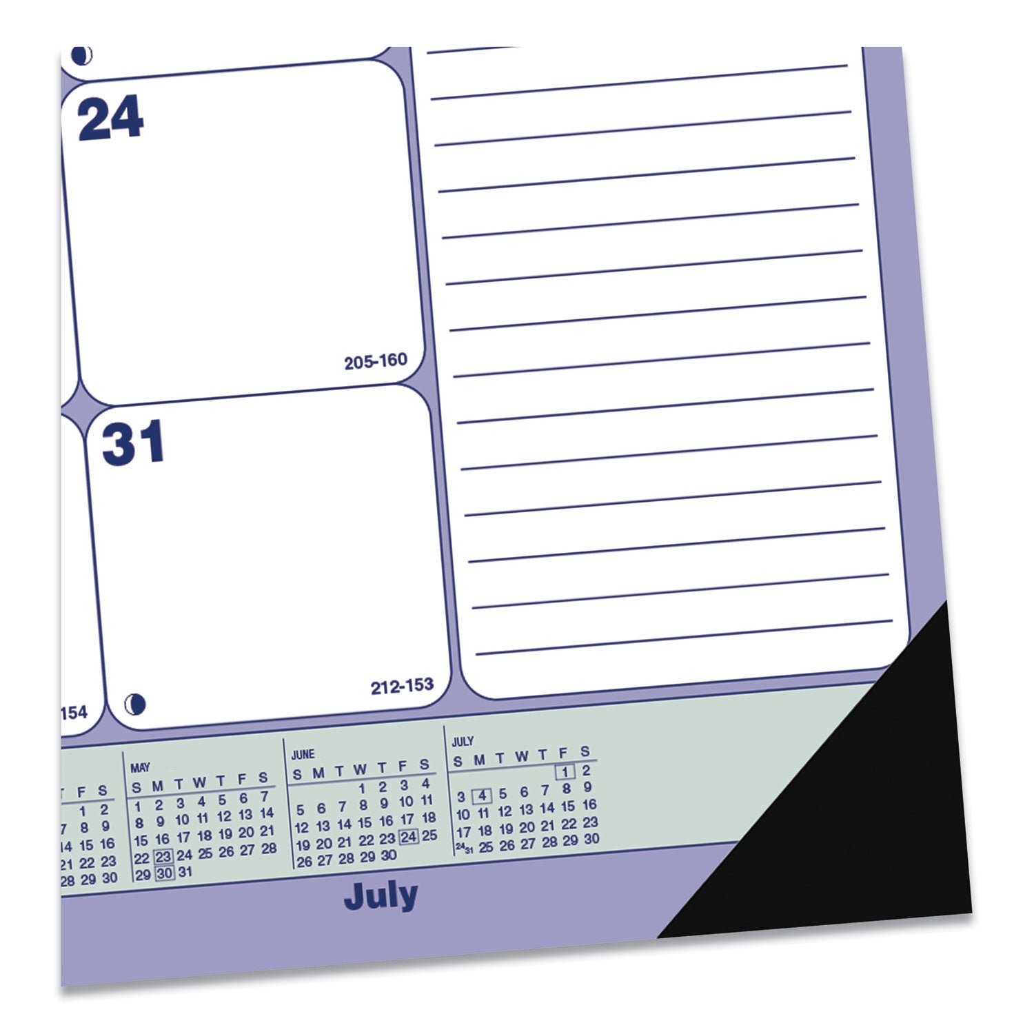 Blueline® Academic 13-Month Desk Pad Calendar, 21.25 x 16, White/Blue/Green Sheets, Black Headband, 13-Month (July to July): 2024-2025