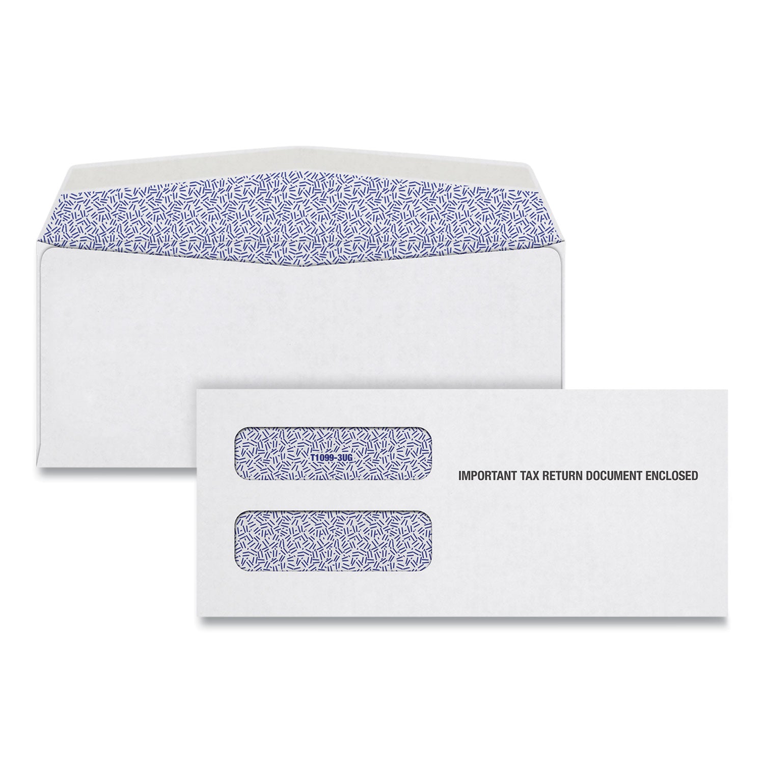 1099 Double Window Envelope, Commercial Flap, Gummed Closure, 3.75 x 8.75, White, 24/Pack