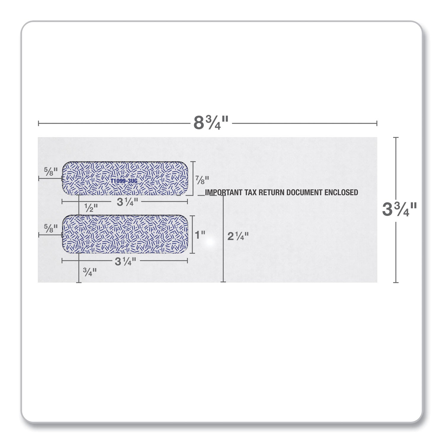 TOPS™ 1099 Double Window Envelope, Commercial Flap, Gummed Closure, 3.75 x 8.75, White, 24/Pack