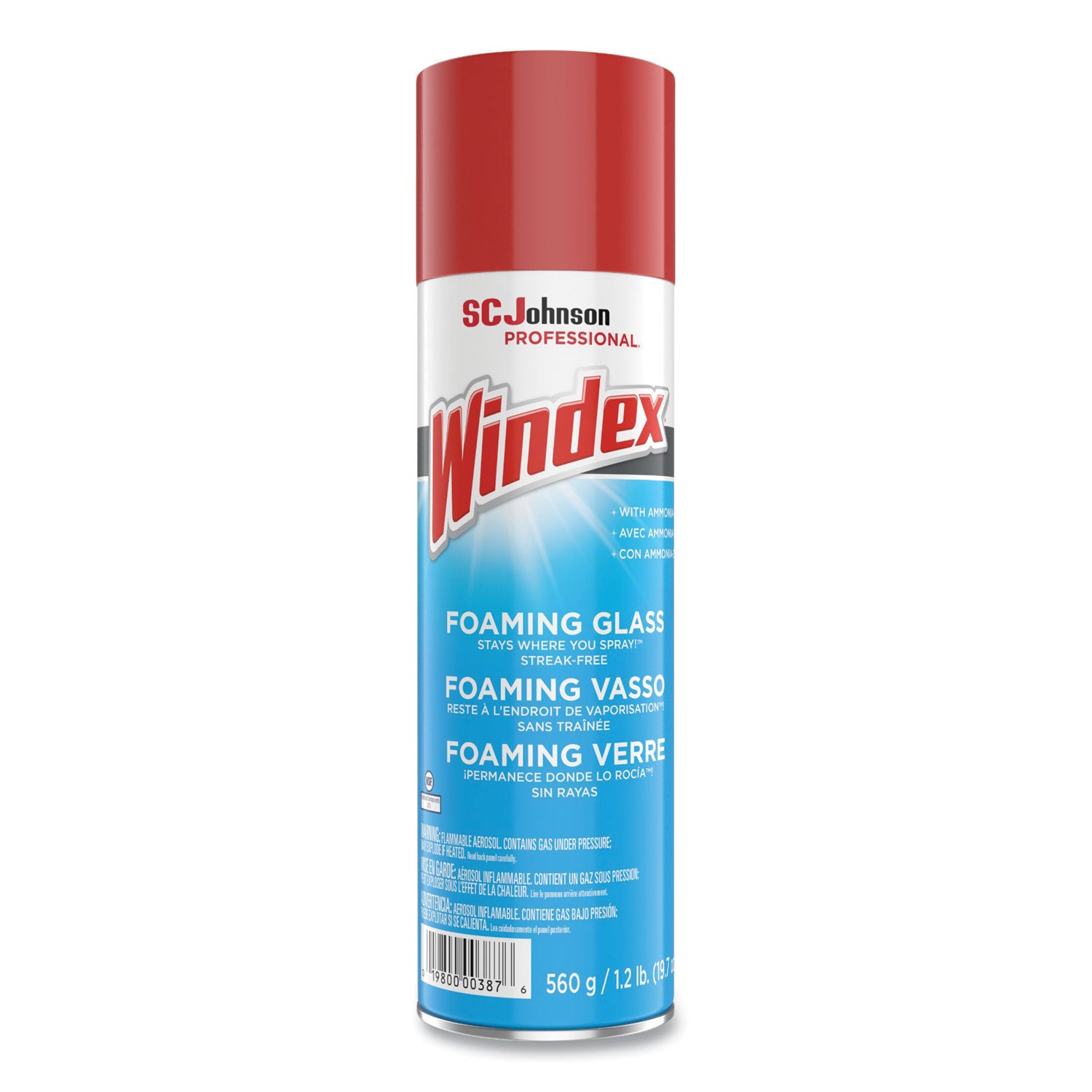 Windex® Foaming Glass Cleaner, Fresh, 20 oz Aerosol Spray, 6/Carton