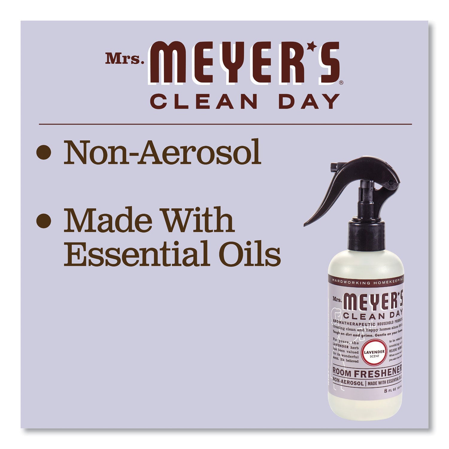 Mrs. Meyer's® Clean Day Room Freshener, Lavender, 8 oz, Non-Aerosol Spray, 6/Carton