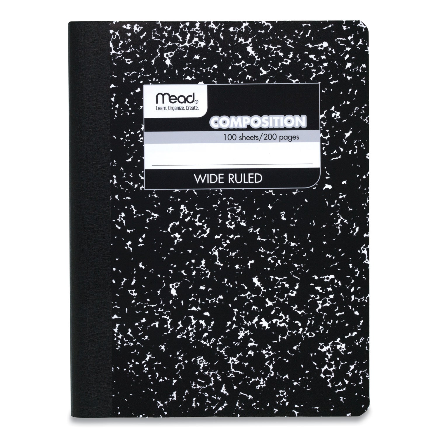 Mead® Square Deal Composition Book, 3-Subject, Wide/Legal Rule, Black Cover, (100) 9.75 x 7.5 Sheets, 12/Pack