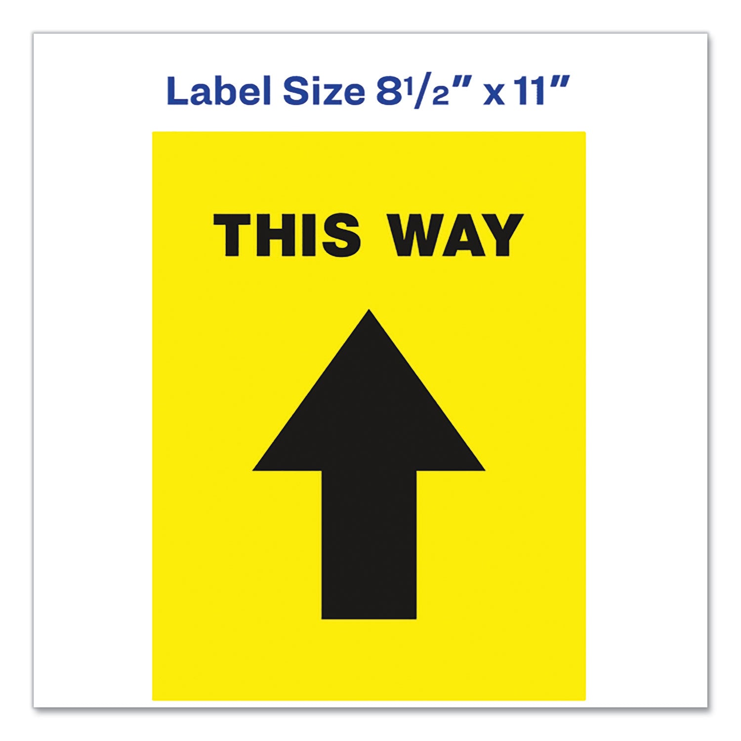 Avery® Social Distancing Floor Decals, 8.5 x 11, This Way, Yellow Face, Black Graphics, 5/Pack