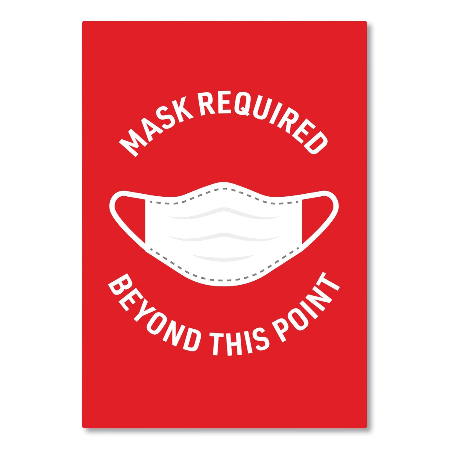 Avery® Preprinted Surface Safe Wall Decals, 7 x 10, Mask Required Beyond This Point, Red Face, White Graphics, 5/Pack