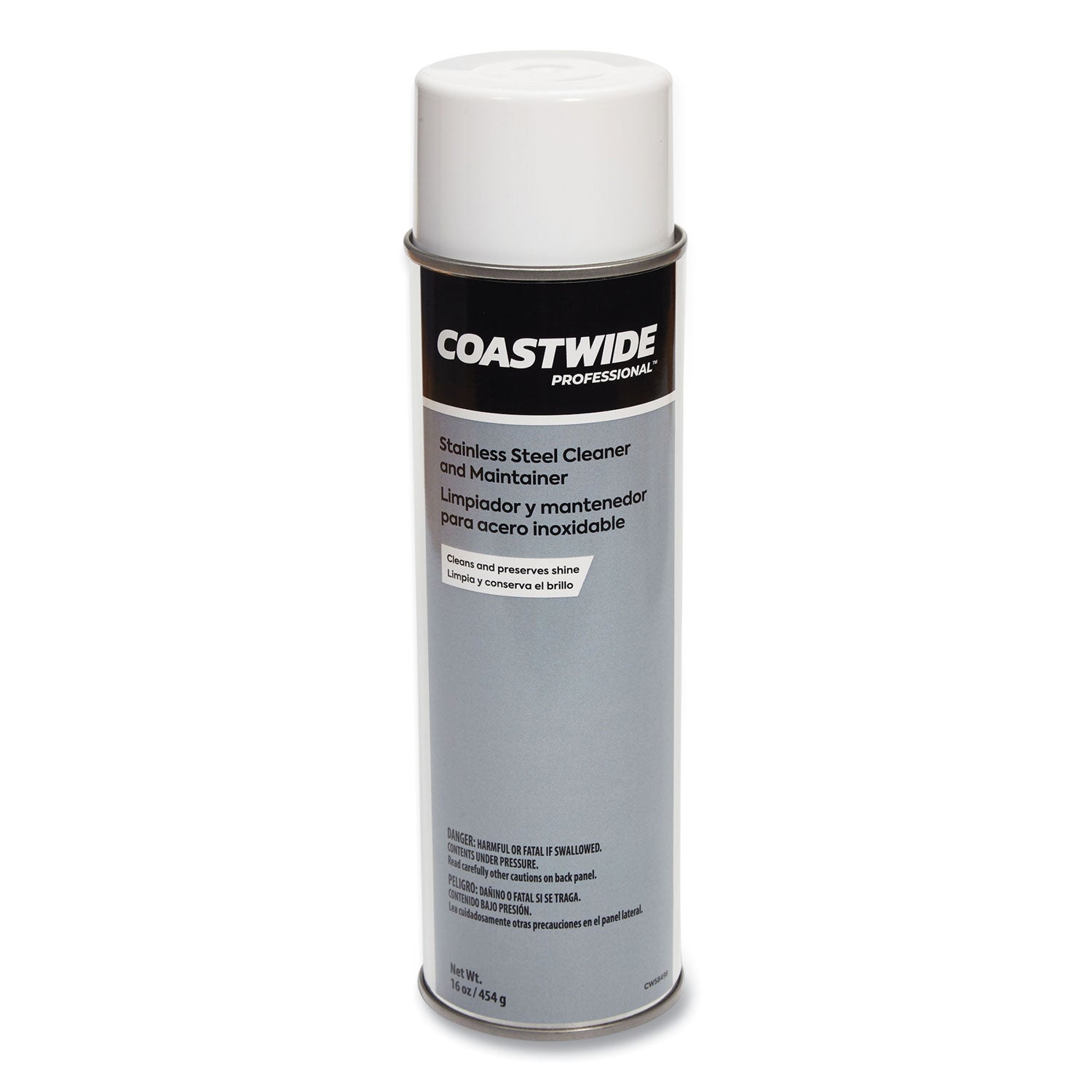 Coastwide Professional„ Stainless Steel Cleaner and Maintainer, Fresh and Clean, 16 oz Aerosol Spray, 6/Carton