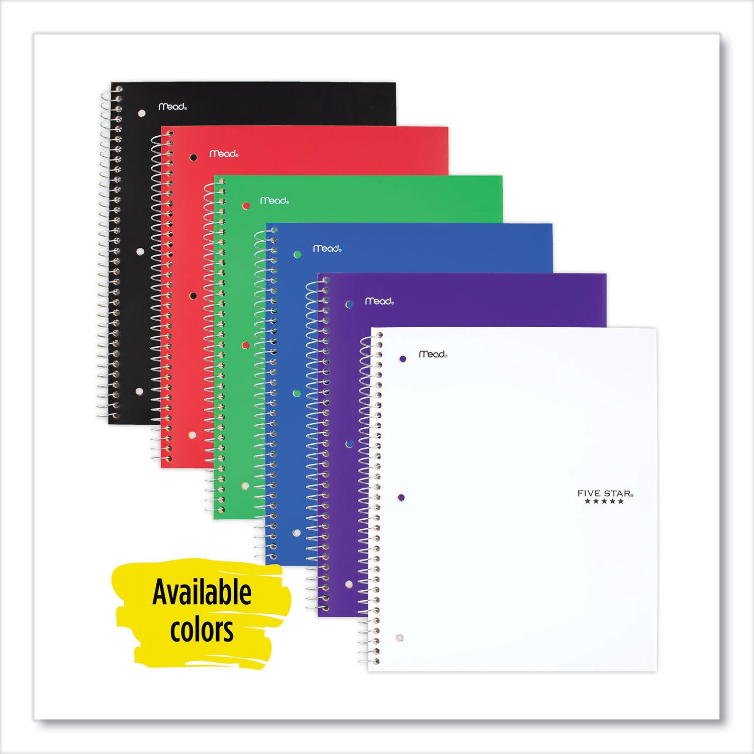 Wirebound Notebook with Two Pockets, 1-Subject, Wide/Legal Rule, Randomly Assorted Cover Color, (100) 10.5 x 8 Sheets