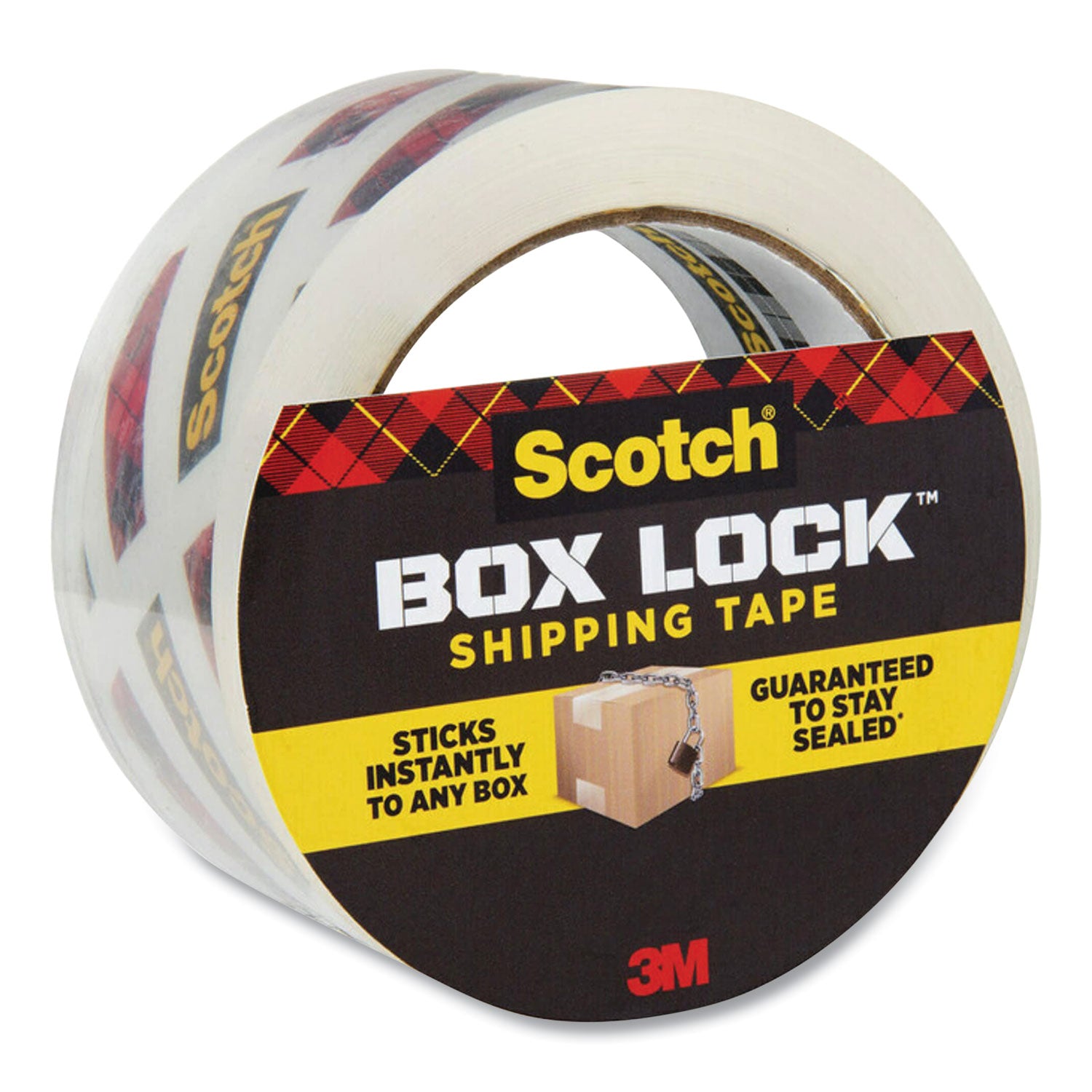 Scotch® Box Lock Shipping Packaging Tape, 3" Core, 1.88" x 54.6 yds, Clear