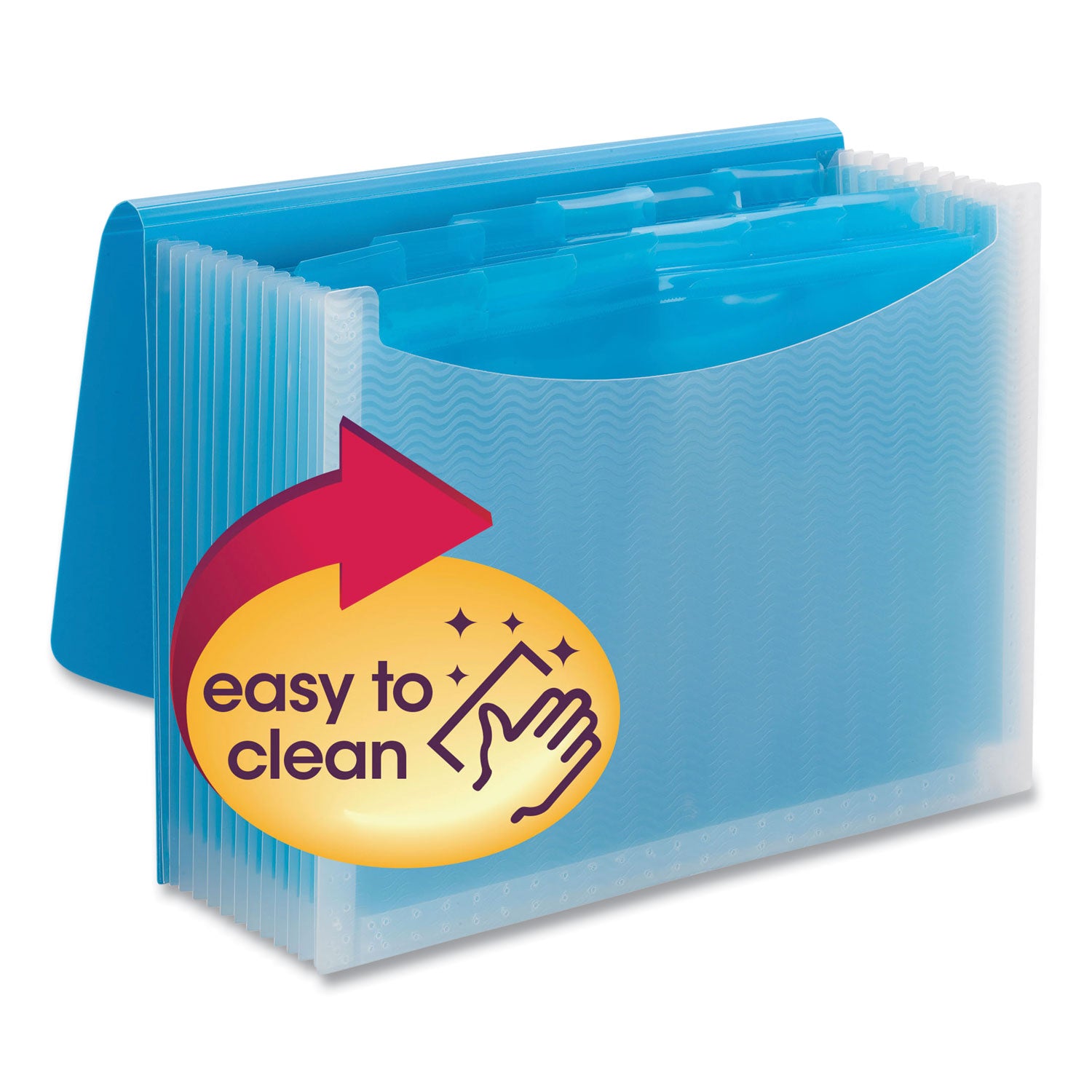 Smead™ Poly Expanding Folders, 12 Sections, Cord/Hook Closure, 1/6-Cut Tabs, Letter Size, Teal/Clear