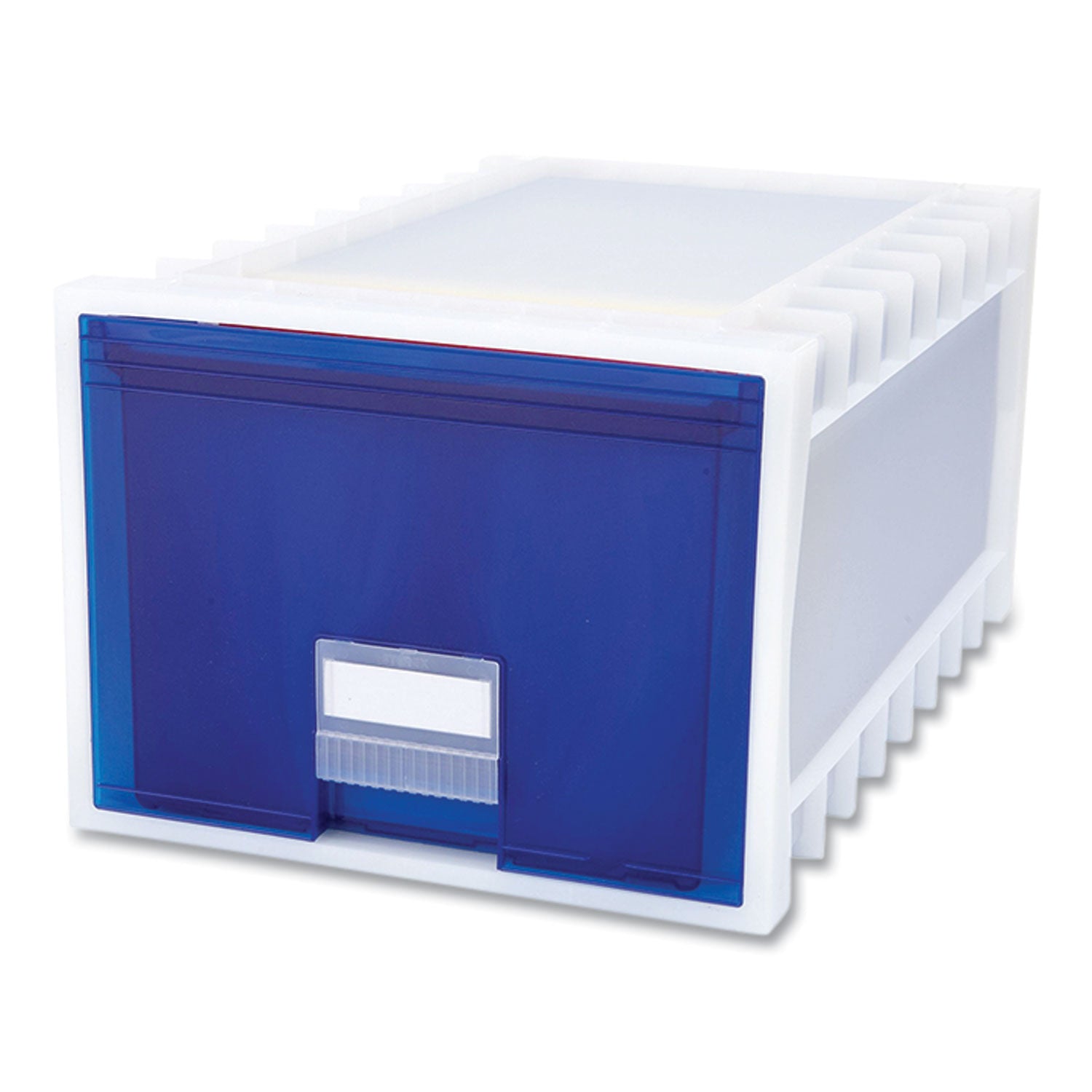 Archive Storage Drawers, Letter/Legal Files, 15.3" x 24.25" x 11.38", Blue/White