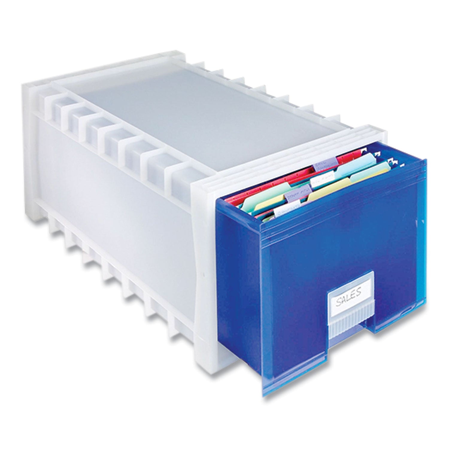 Storex Archive Storage Drawers, Letter/Legal Files, 15.3" x 24.25" x 11.38", Blue/White