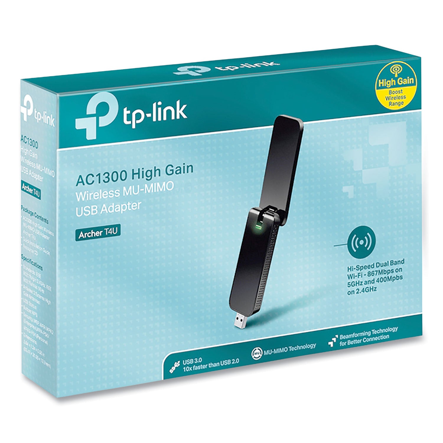 TP-Link ARCHER T4U AC1300 Wireless USB Adapter, Dual-Band 2.4 GHz/5 GHz