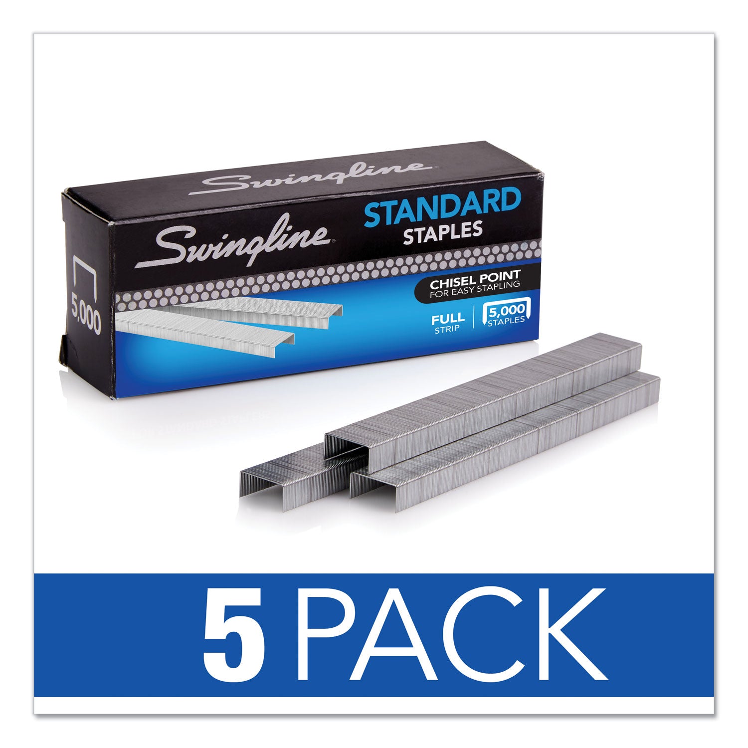 Swingline® S.F. 1 Standard Staples, 0.25" Leg, 0.5" Crown, Steel, 5,000/Pack, 5 Packs/Box