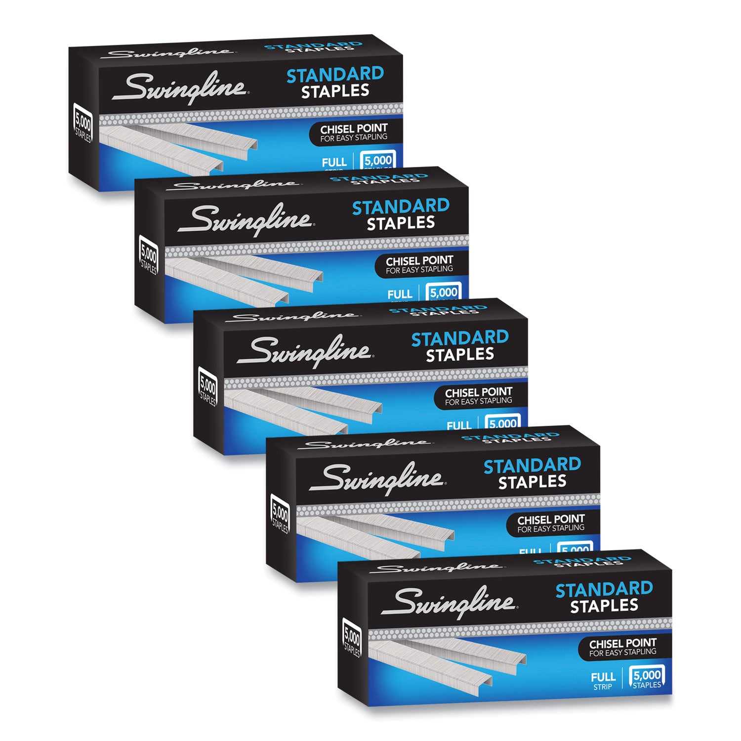 S.F. 1 Standard Staples, 0.25" Leg, 0.5" Crown, Steel, 5,000/Pack, 5 Packs/Box