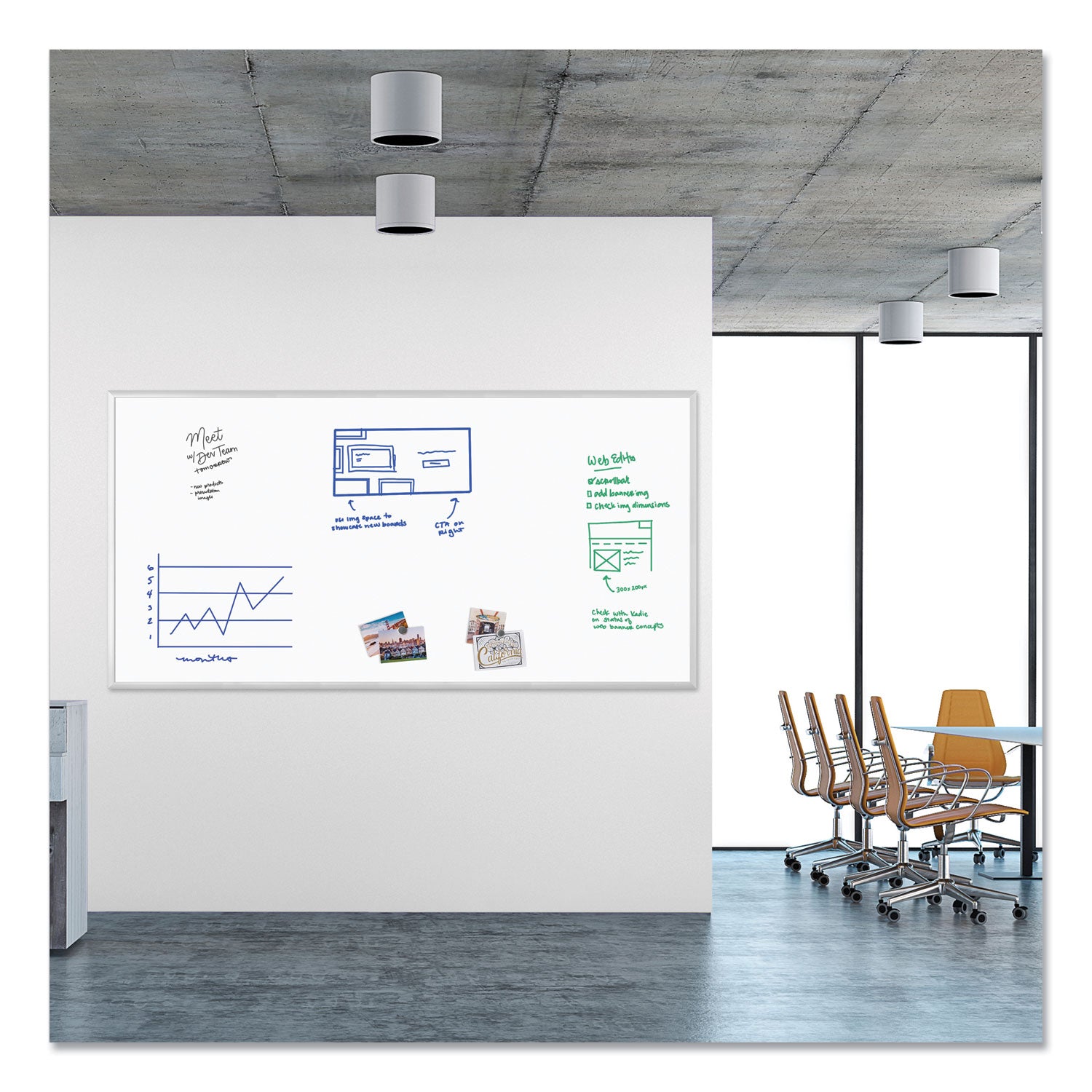 U Brands Magnetic Dry Erase Board with Aluminum Frame, 95 x 47, White Surface, Silver Frame