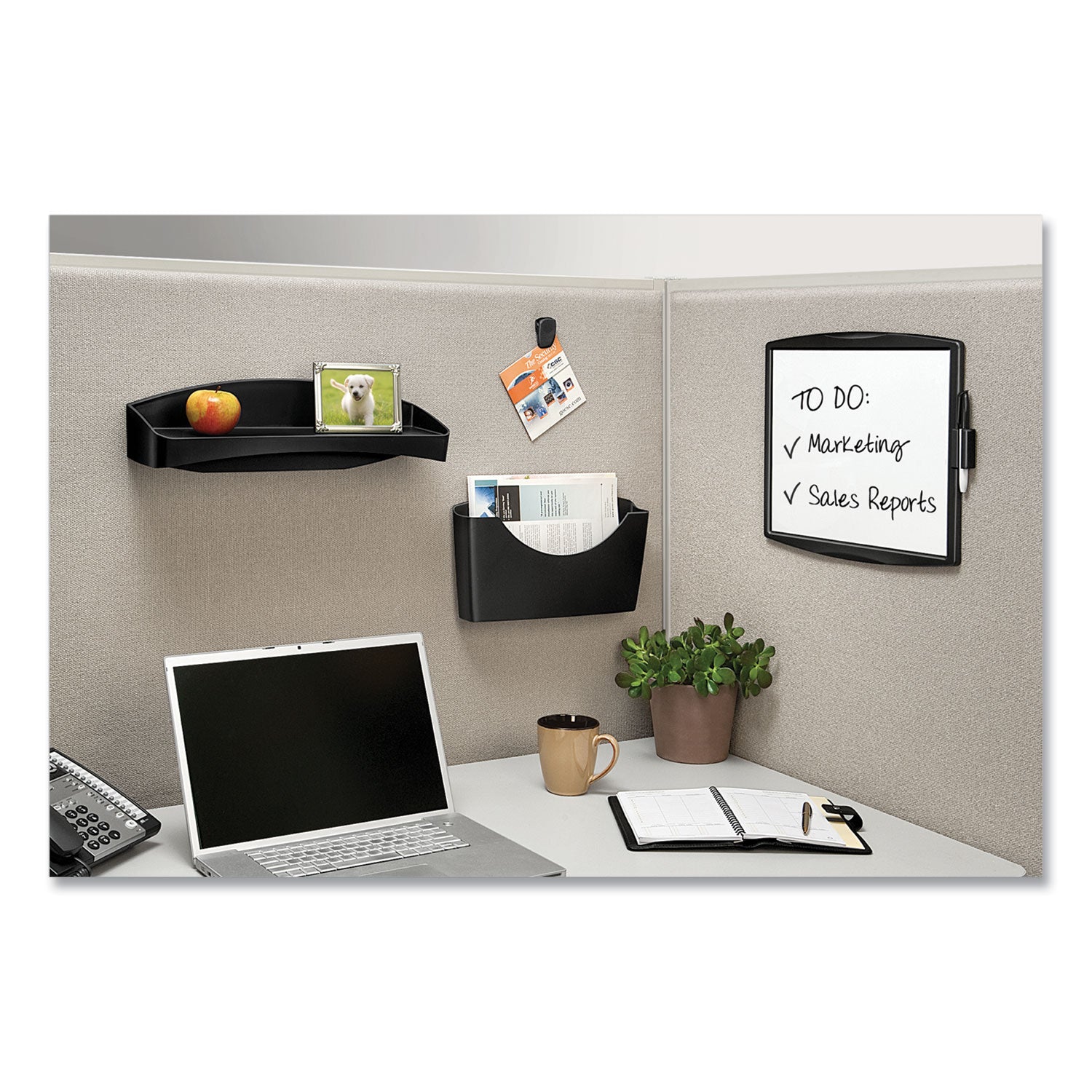 Fellowes® Partition Additions Dry Erase Board, 15.38 x 13.25, White Surface, Dark Graphite HPS Frame