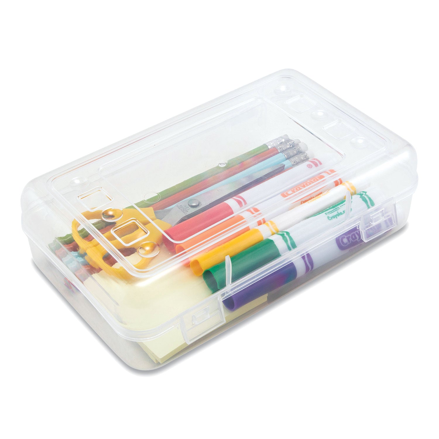 Advantus Gem Polypropylene Pencil Box with Lid, Polypropylene, 8.5 x 5.25 x 2.5, Clear