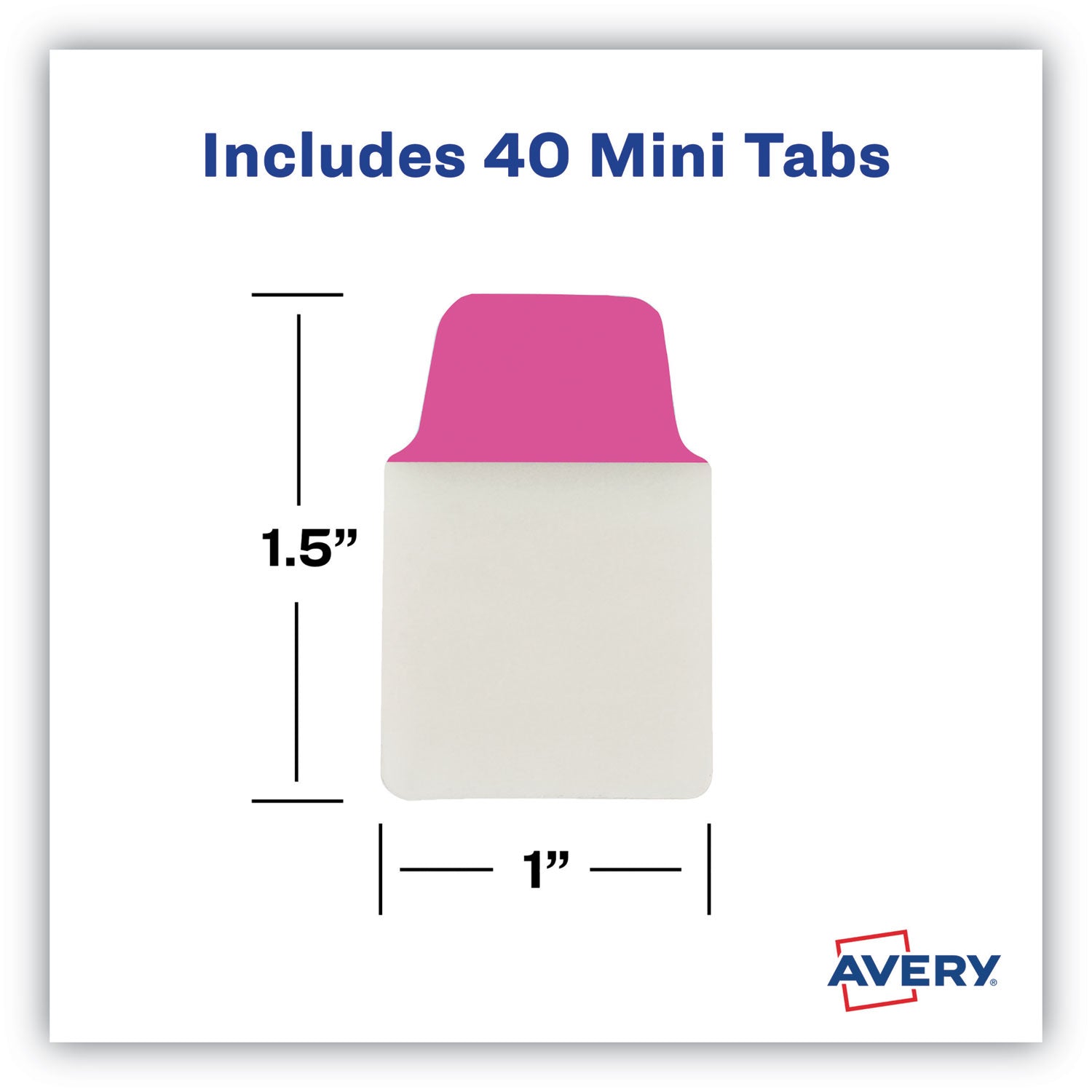 Avery® Ultra Tabs Repositionable Tabs, Mini Tabs: 1" x 1.5", 1/5-Cut, Assorted Neon Colors, 40/Pack