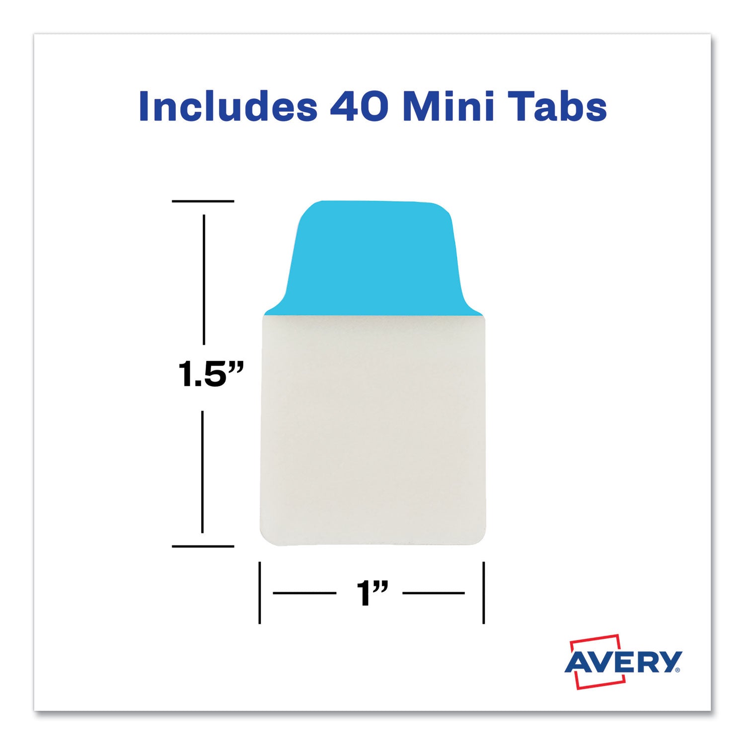 Avery® Ultra Tabs Repositionable Tabs, Mini Tabs: 1" x 1.5", 1/5-Cut, Assorted Colors, 40/Pack