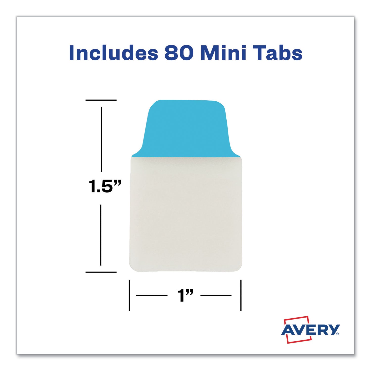 Avery® Ultra Tabs Repositionable Tabs, Mini Tabs: 1" x 1.5", 1/5-Cut, Assorted Colors, 80/Pack