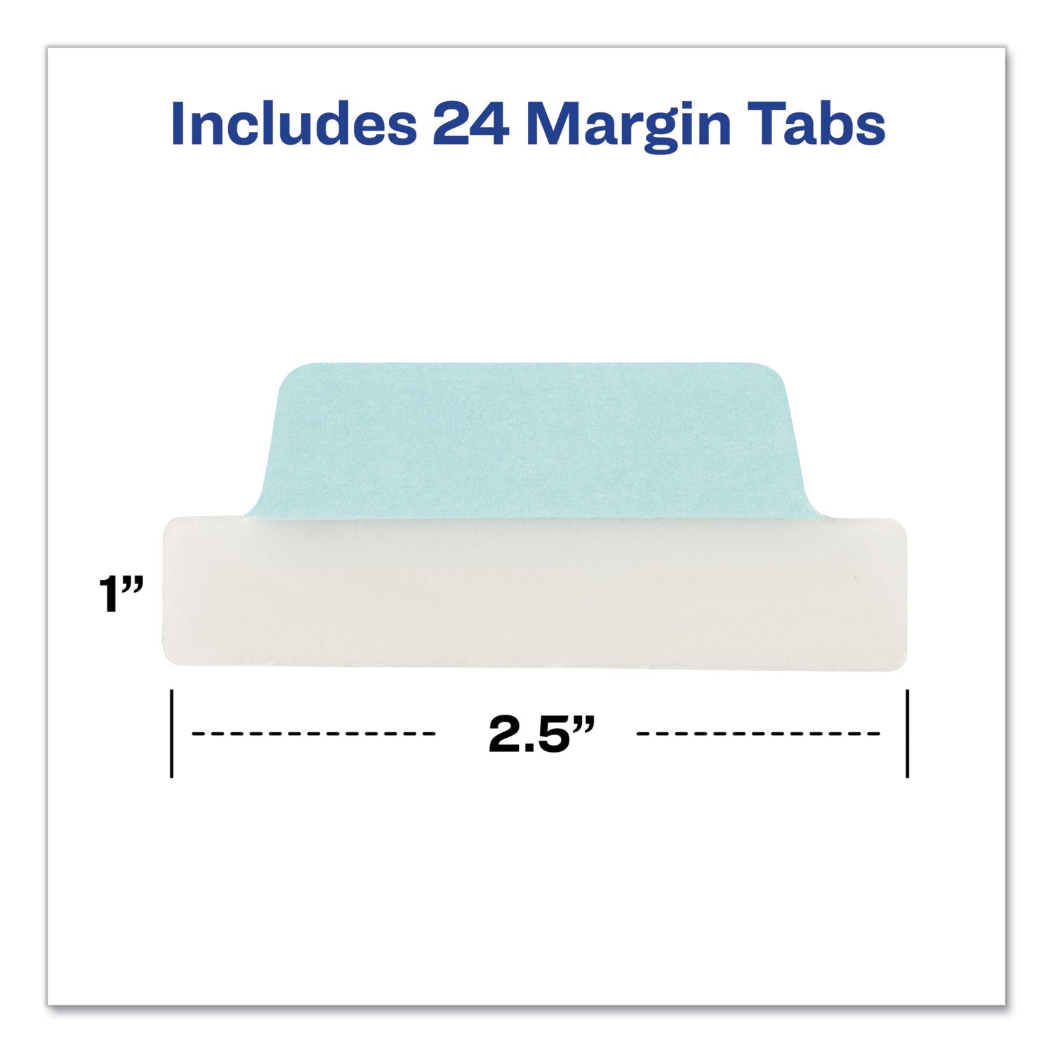 Avery® Ultra Tabs Repositionable Tabs, Margin Tabs: 2.5" x 1", 1/5-Cut, Assorted Pastel Colors, 24/Pack