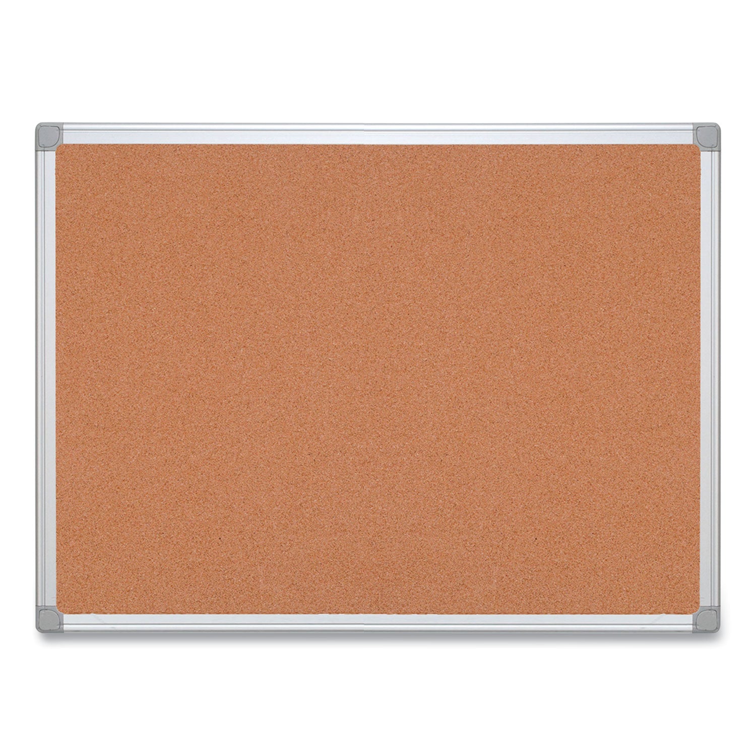 Earth Cork Board, 36 x 24, Tan Surface, Silver Aluminum Frame