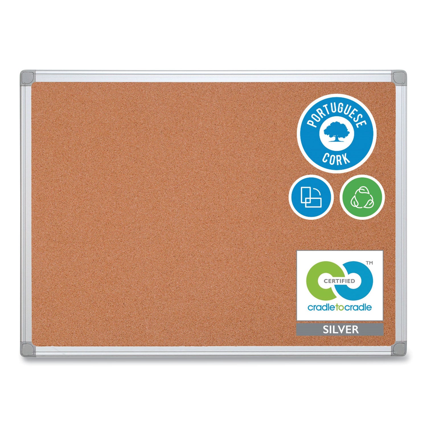 MasterVision® Earth Cork Board, 48 x 36, Tan Surface, Silver Aluminum Frame