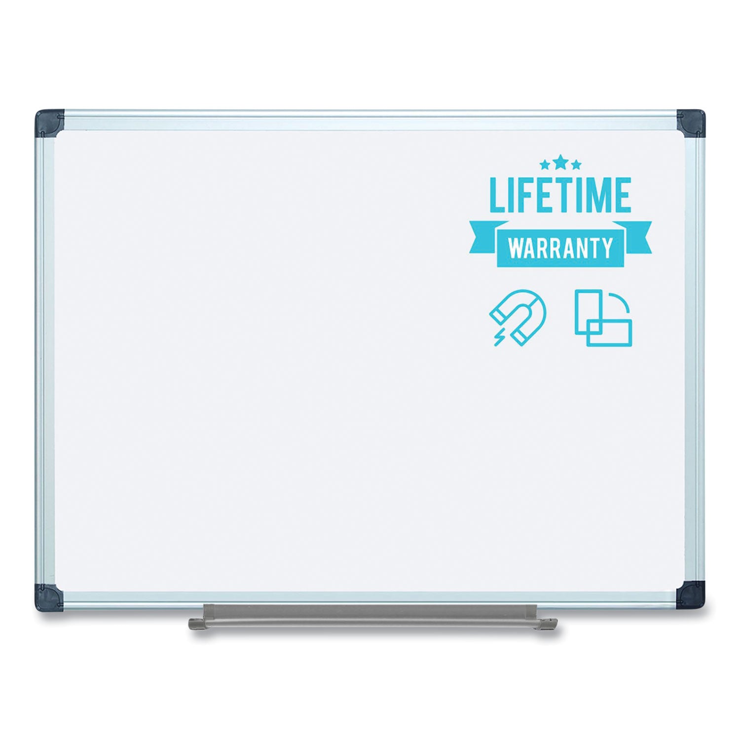 MasterVision® Porcelain Value Dry Erase Board, 36 x 48, White Surface, Silver Aluminum Frame