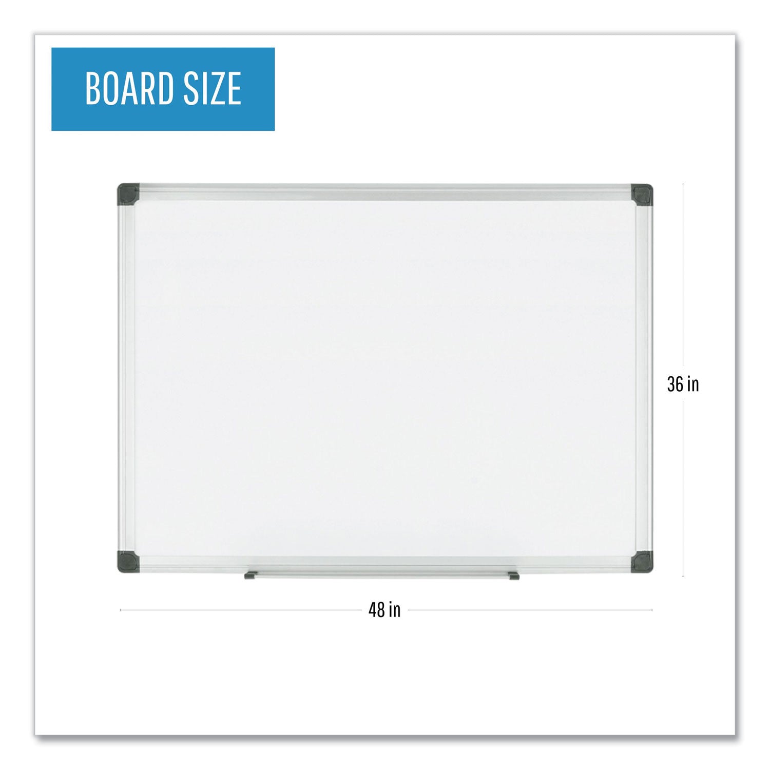 MasterVision® Porcelain Value Dry Erase Board, 36 x 48, White Surface, Silver Aluminum Frame