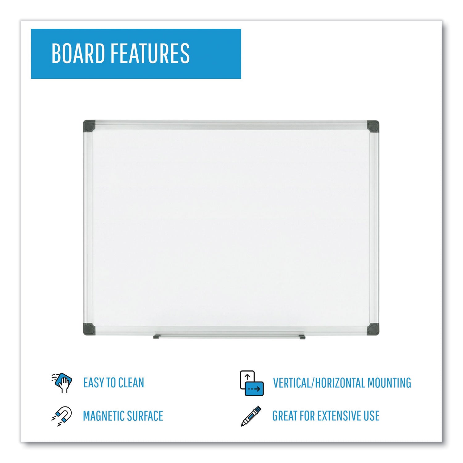 MasterVision® Porcelain Value Dry Erase Board, 36 x 48, White Surface, Silver Aluminum Frame