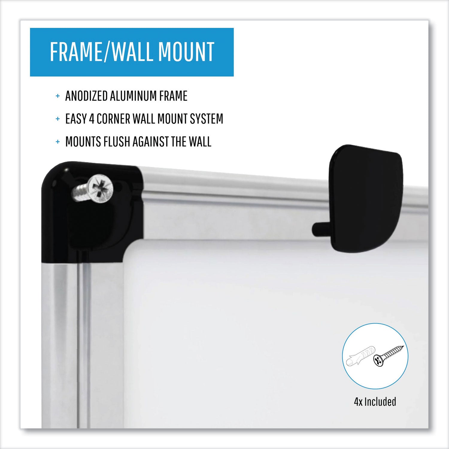 MasterVision® Porcelain Value Dry Erase Board, 36 x 48, White Surface, Silver Aluminum Frame