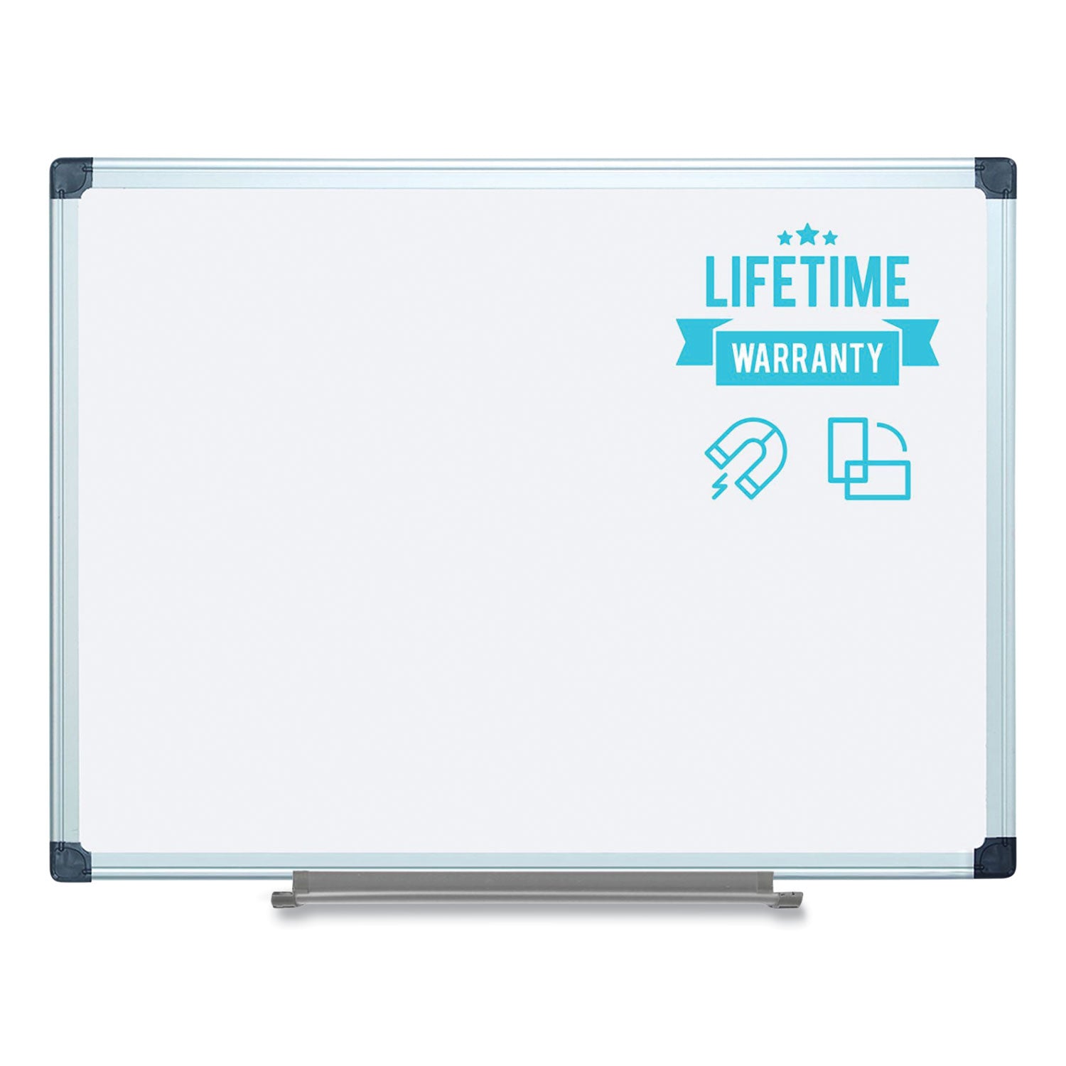 MasterVision® Porcelain Value Dry Erase Board, 48 x 96, White Surface, Silver Aluminum Frame