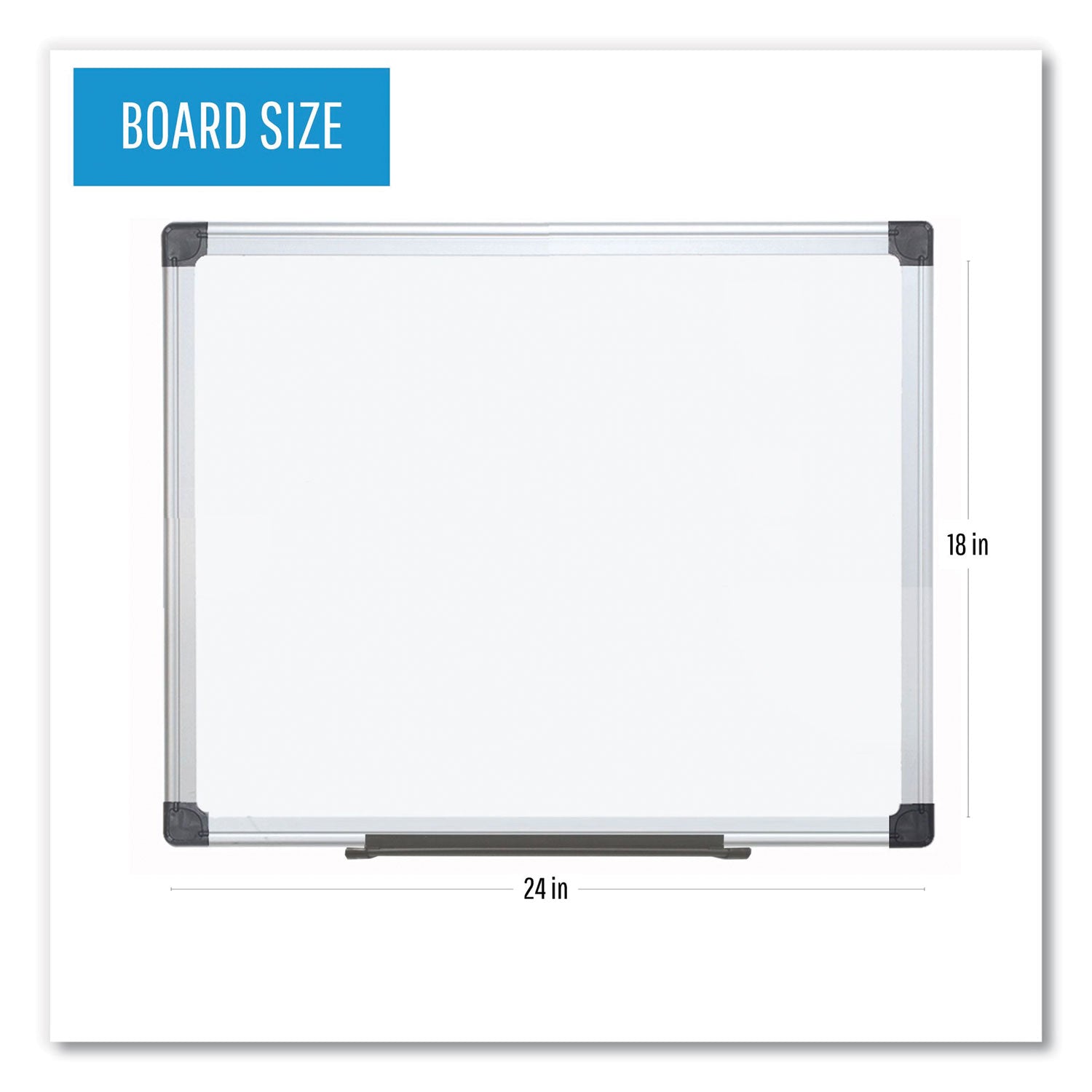 MasterVision® Value Lacquered Steel Magnetic Dry Erase Board, 18 x 24, White Surface, Silver Aluminum Frame