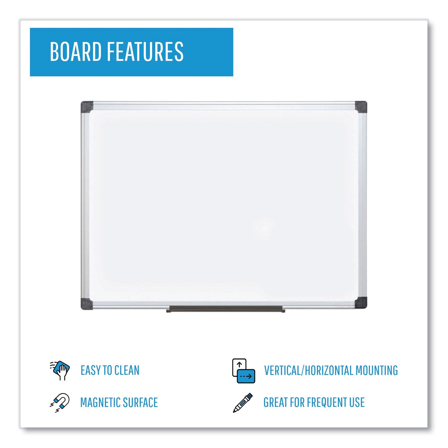 MasterVision® Value Lacquered Steel Magnetic Dry Erase Board, 18 x 24, White Surface, Silver Aluminum Frame