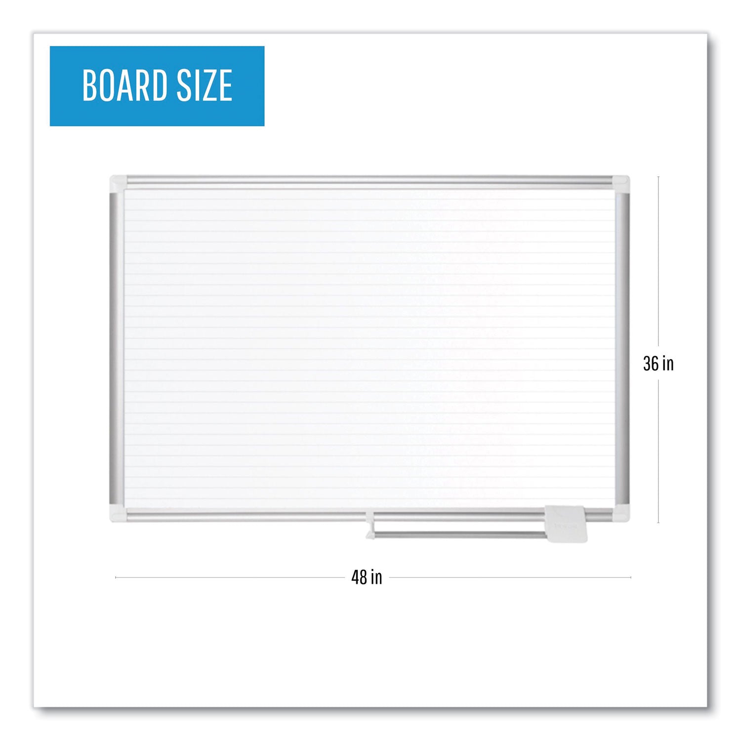 MasterVision® Ruled Magnetic Steel Dry Erase Planning Board, 48 x 36, White Surface, Silver Aluminum Frame