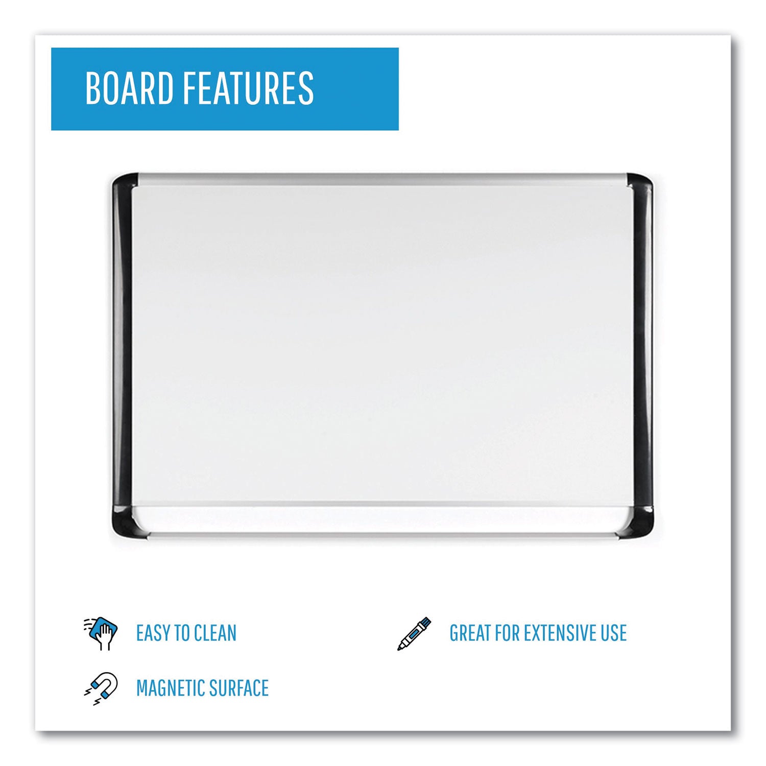 MasterVision® Pure Platinum Magnetic Dry Erase Board, 96 x 48, White Surface, Silver/Black Aluminum Frame