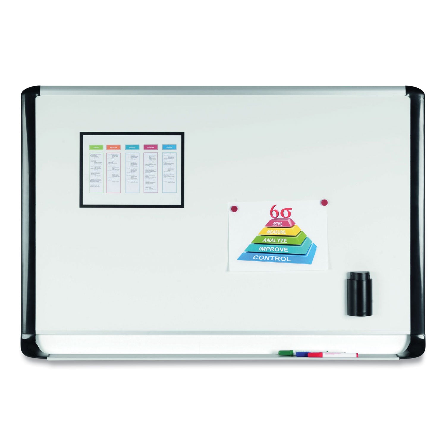 MasterVision® Pure Platinum Magnetic Dry Erase Board, 96 x 48, White Surface, Silver/Black Aluminum Frame