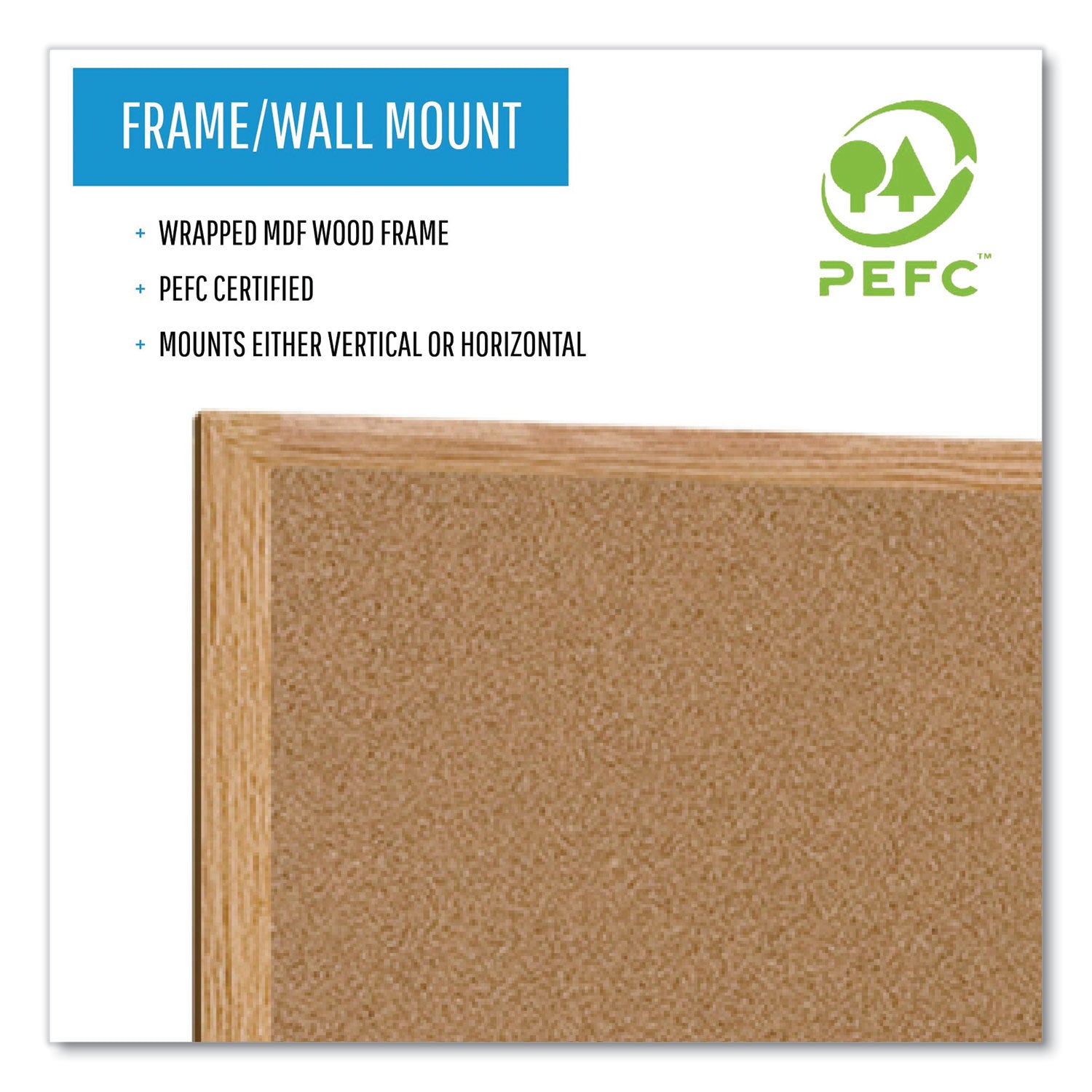 MasterVision® Earth Cork Board, 72 x 48, Tan Surface, Oak Wood Frame