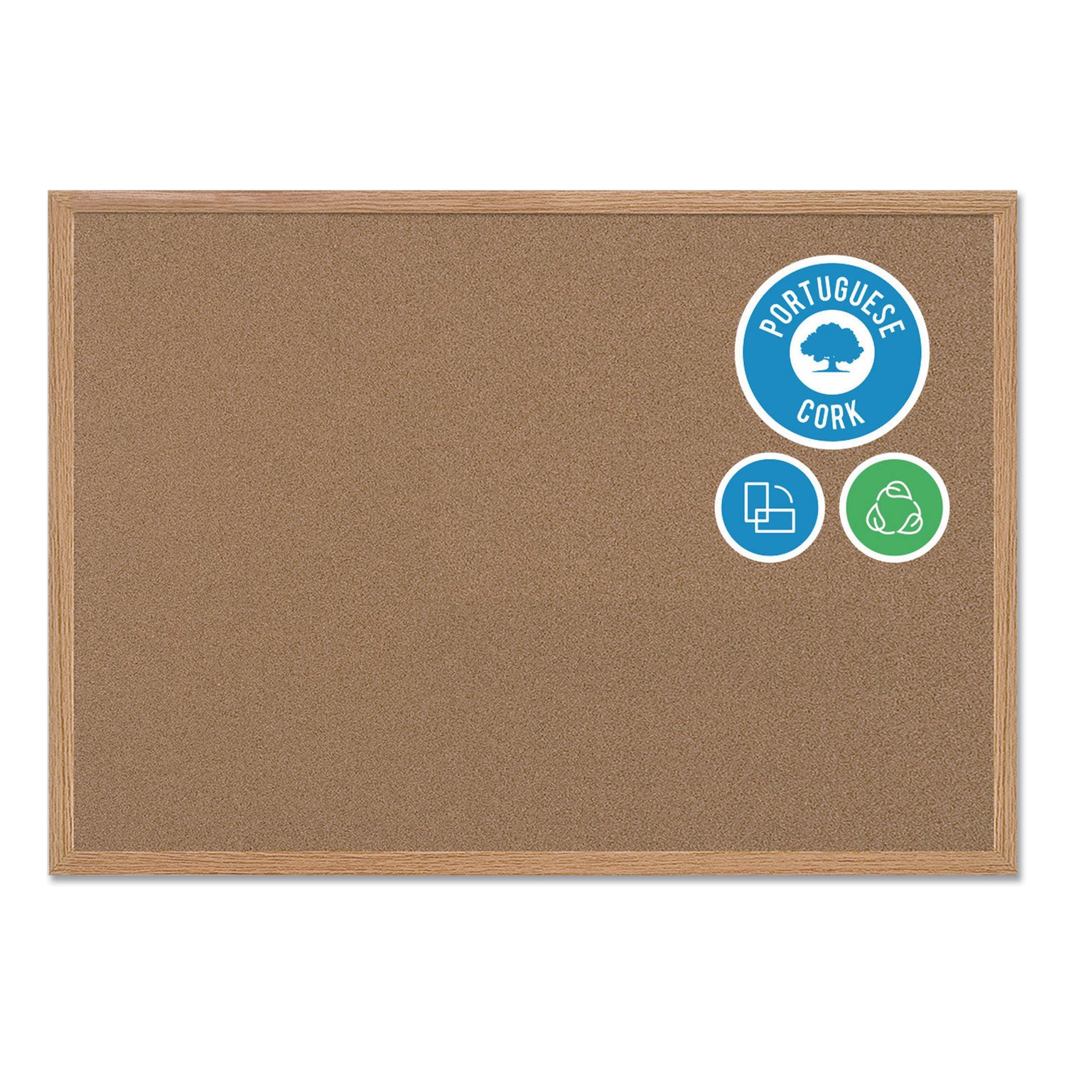 MasterVision® Earth Cork Board, 72 x 48, Tan Surface, Oak Wood Frame