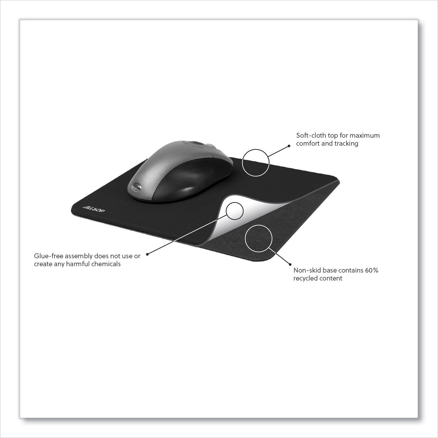 Allsop® Naturesmart Mouse Pad, 8.5 x 8, Leaf Raindrop Design