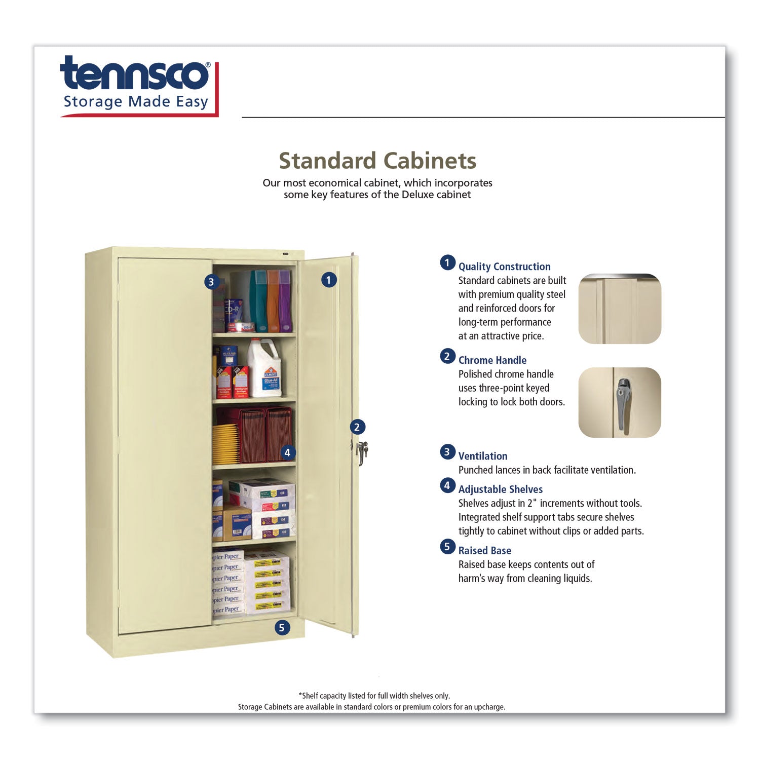 Tennsco 72" High Standard Cabinet (Assembled), 30w x 15d x 72h, Black